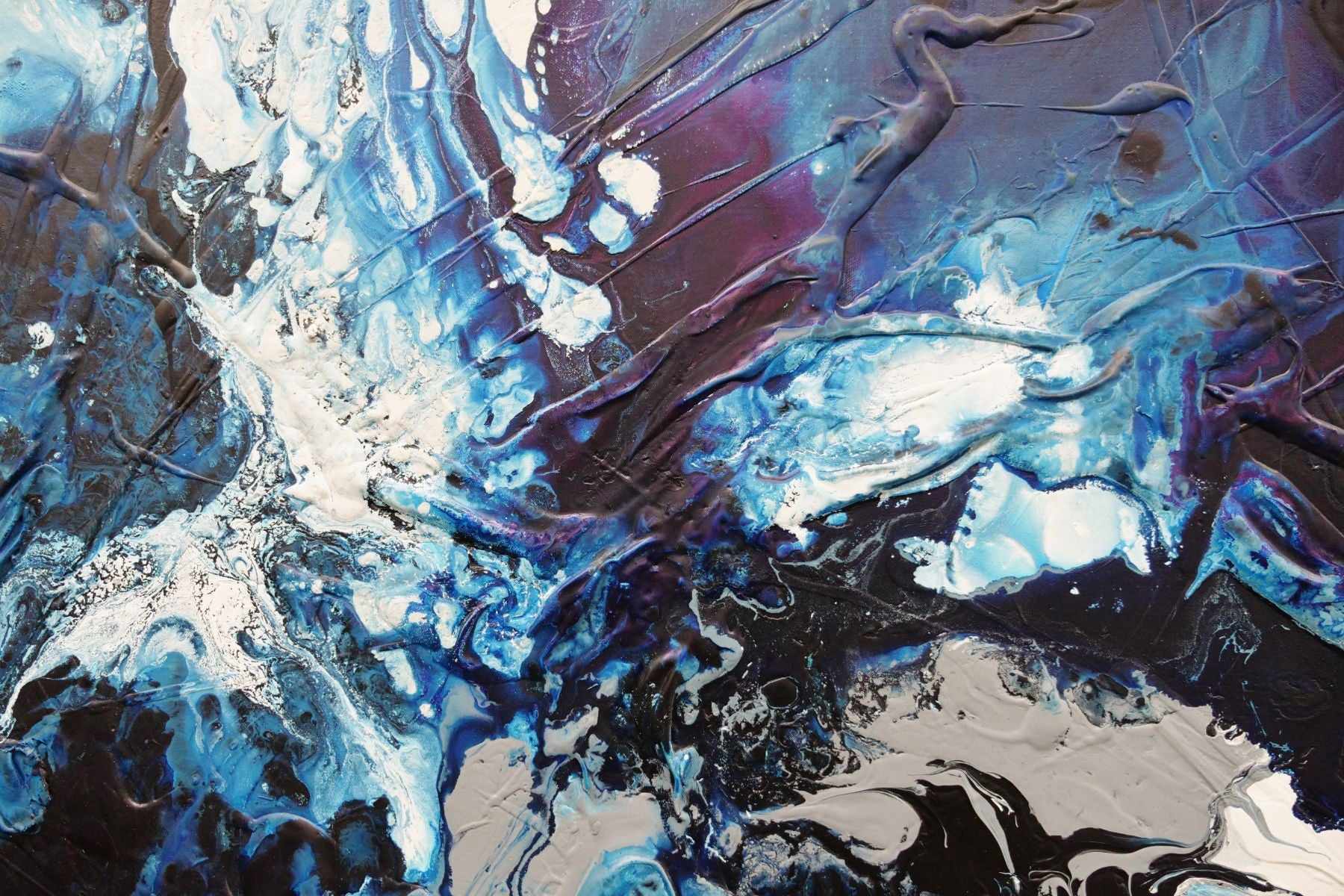 Spritzer 160cm x 100cm Blue White Grey Textured Abstract Painting (SOLD)
