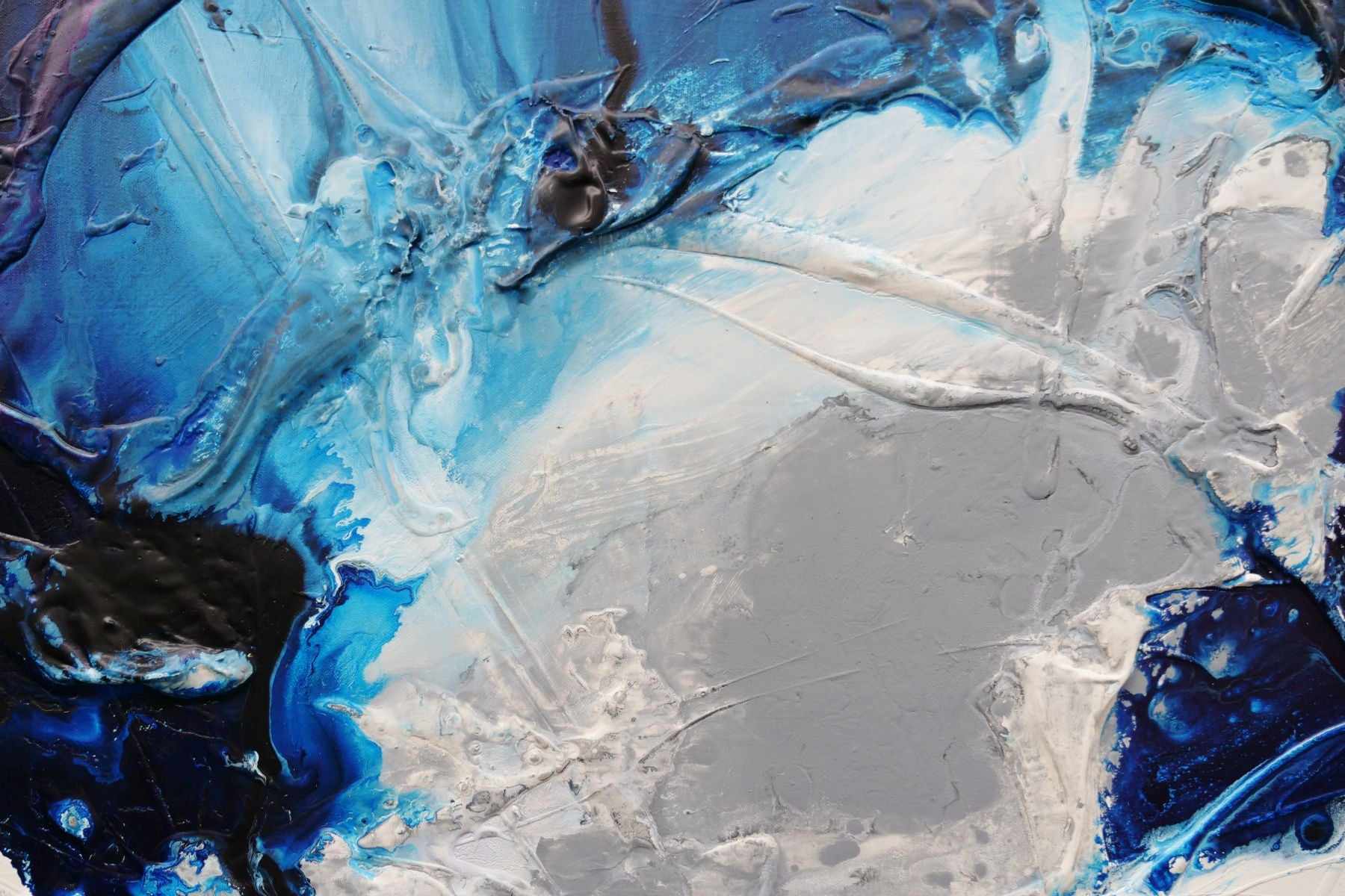Spritzer 160cm x 100cm Blue White Grey Textured Abstract Painting (SOLD)