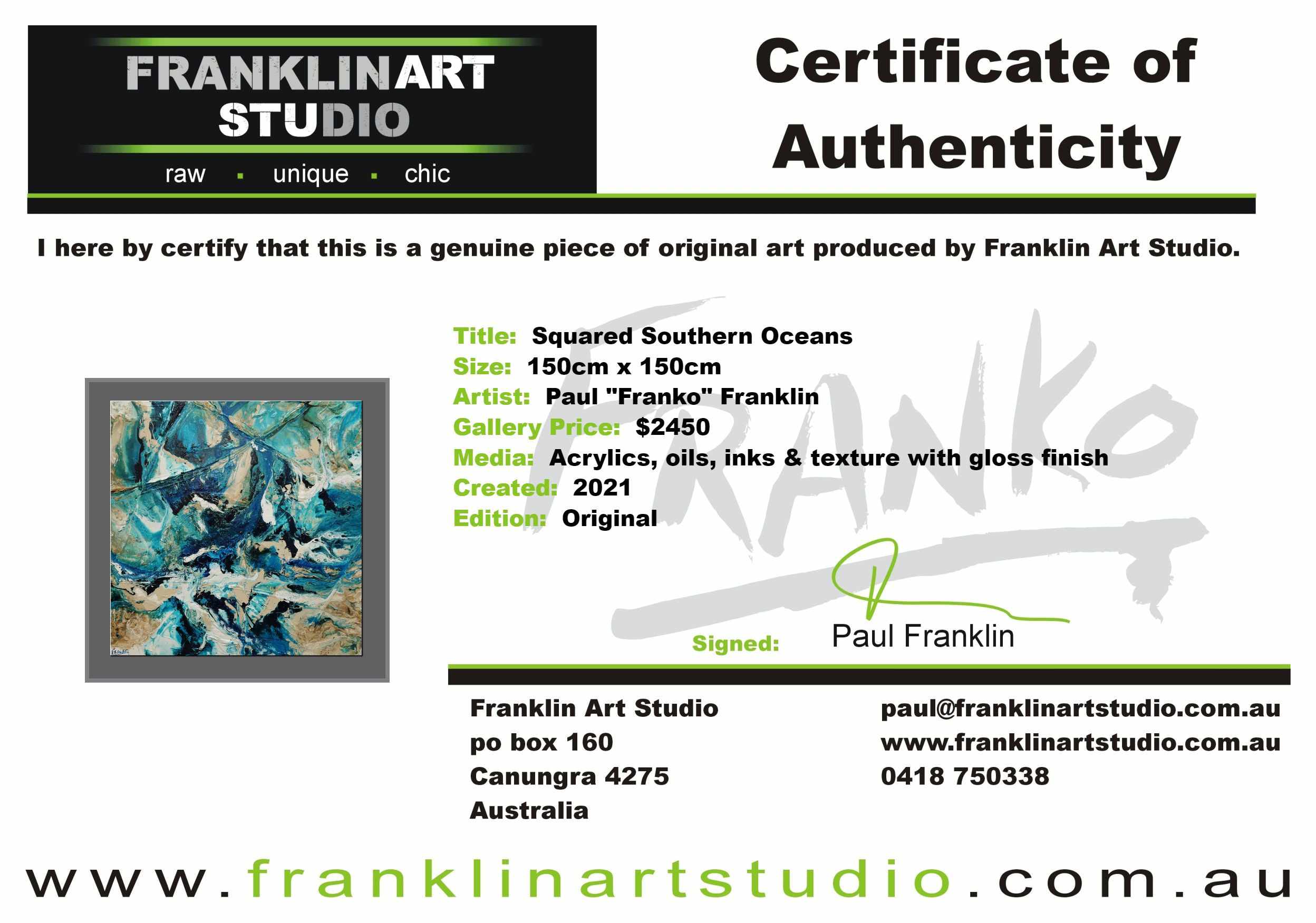 Squared Southern Oceans 150cm x 150cm Teal Cream White Textured Abstract Painting (SOLD)-Abstract-[Franko_Artist]-[The_Block]-[Dream_Homes]-[ideas]-[Grand_Designs]-[Art_Lover]-Franklin Art Studio