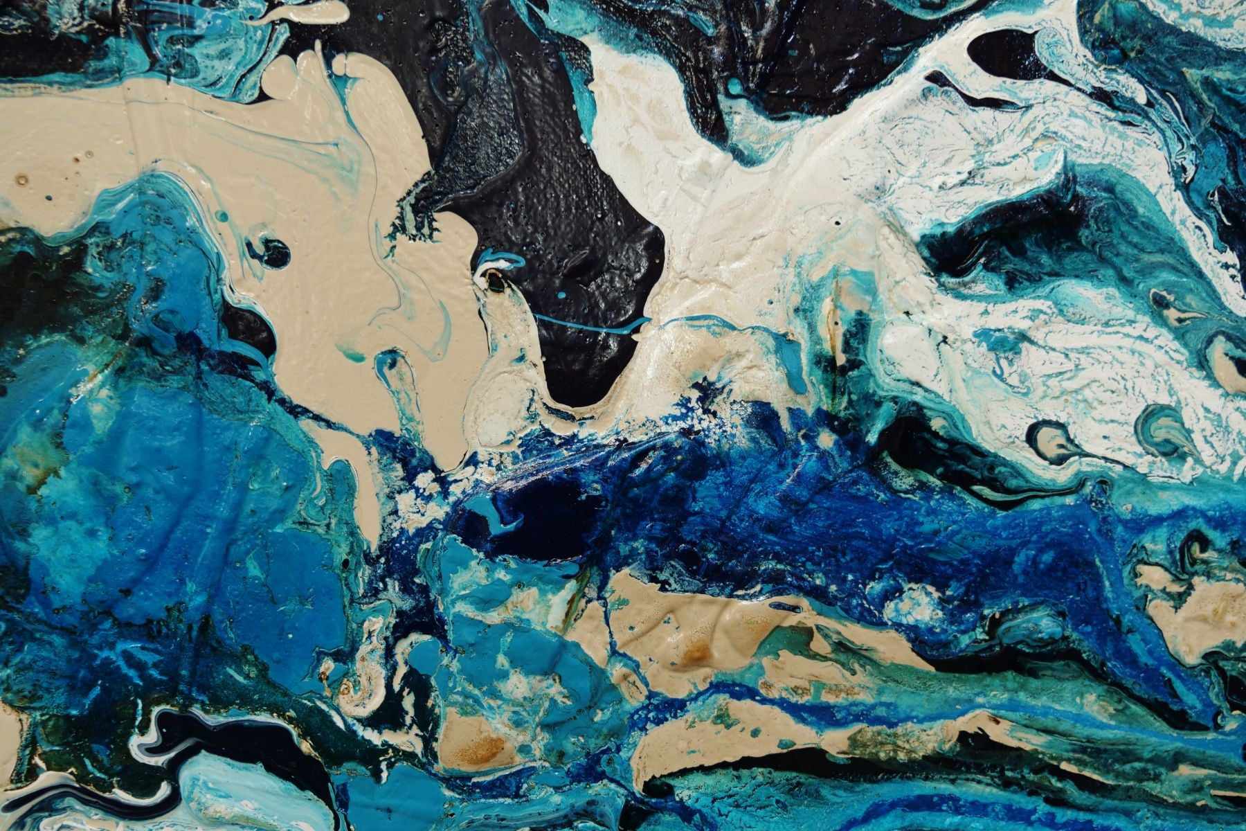 Squared Southern Oceans 150cm x 150cm Teal Cream White Textured Abstract Painting (SOLD)