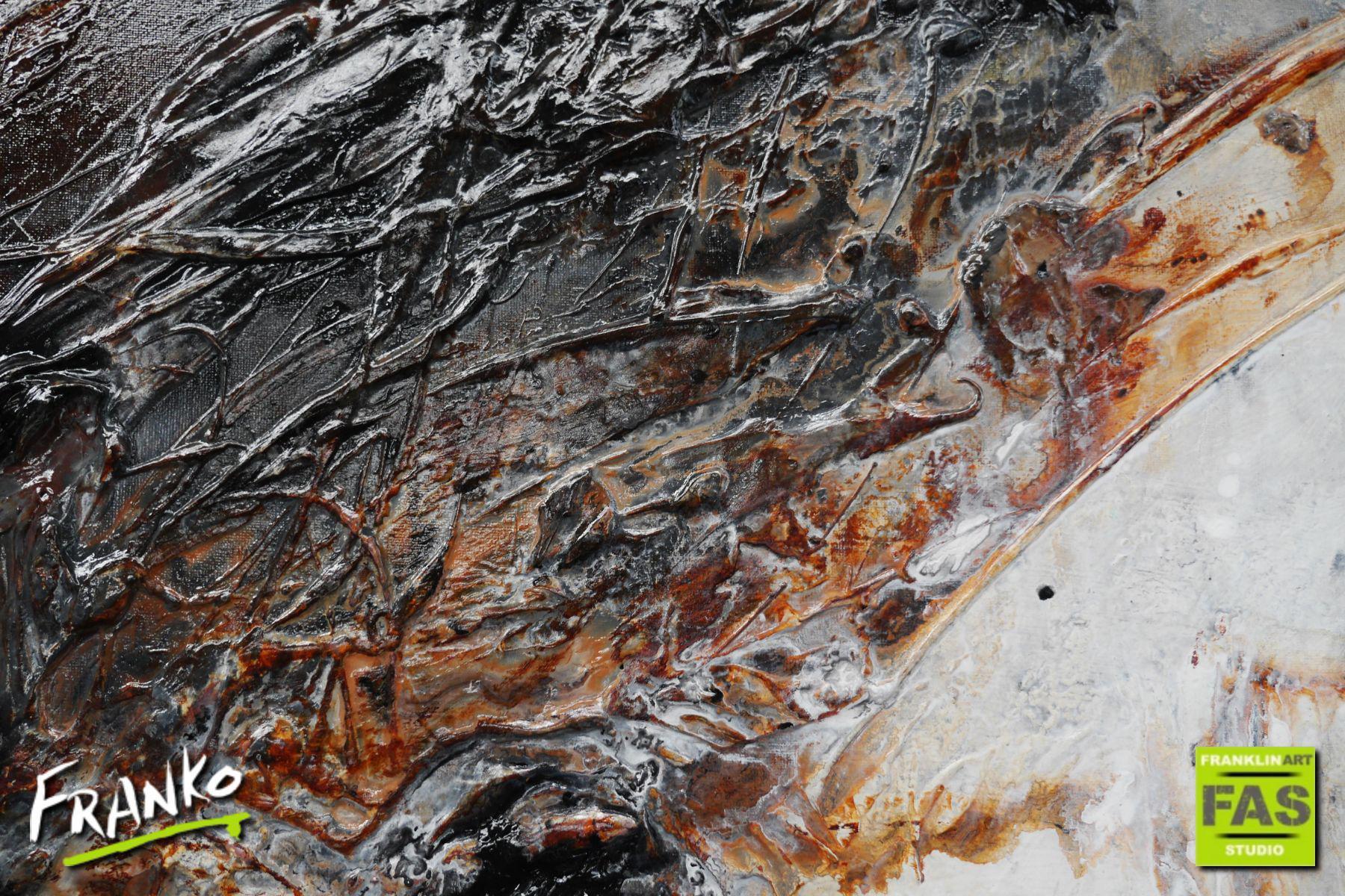 Stated Pepper 160cm x 100cm White Brown Textured Abstract Painting (SOLD)