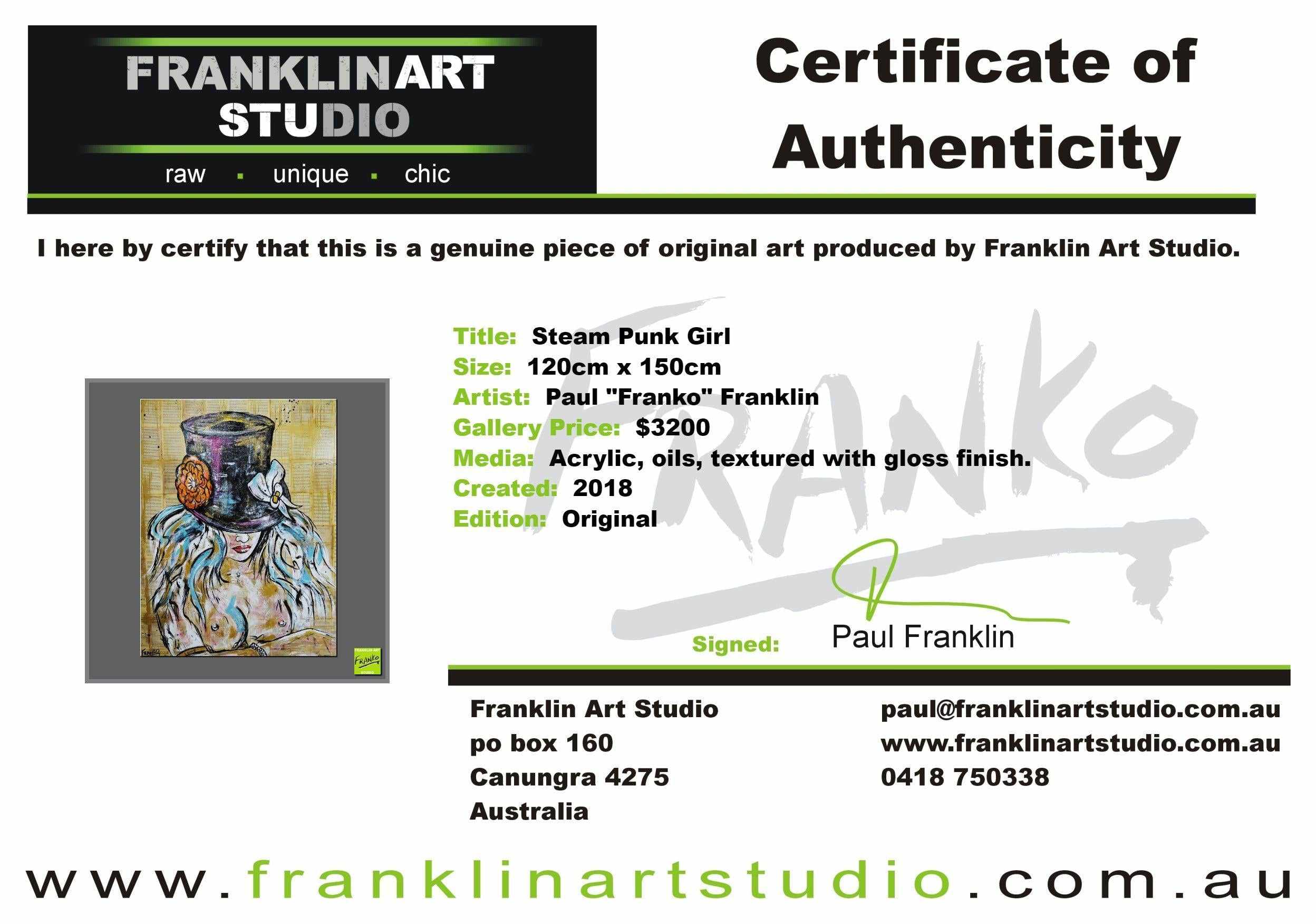 Steam Punk Girl 120cm x 150cm 50 Shades of Grey Nude Hat Vintage Book Pop art Painting (SOLD)-book club-[Franko_Artist]-[The_Block]-[Dream_Homes]-[ideas]-[Grand_Designs]-[Art_Lover]-Franklin Art Studio