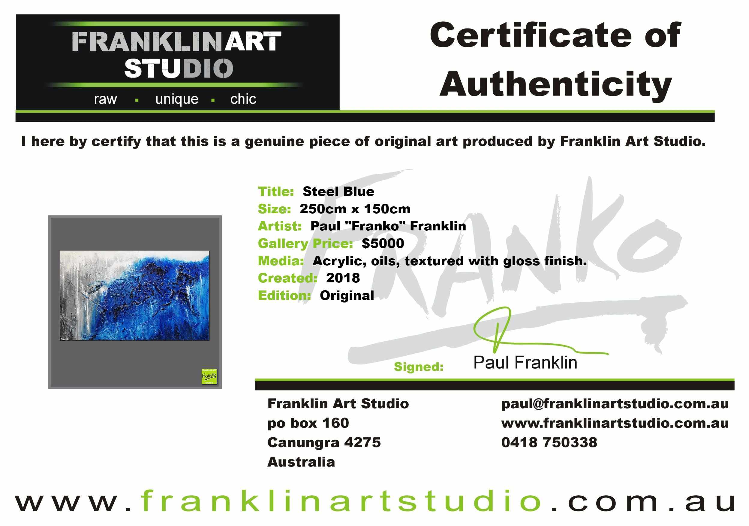 Steel Blue 250cm x 150cm Grey Blue Textured Abstract Painting (SOLD)-Abstract-[Franko_Artist]-[The_Block]-[Dream_Homes]-[ideas]-[Grand_Designs]-[Art_Lover]-Franklin Art Studio