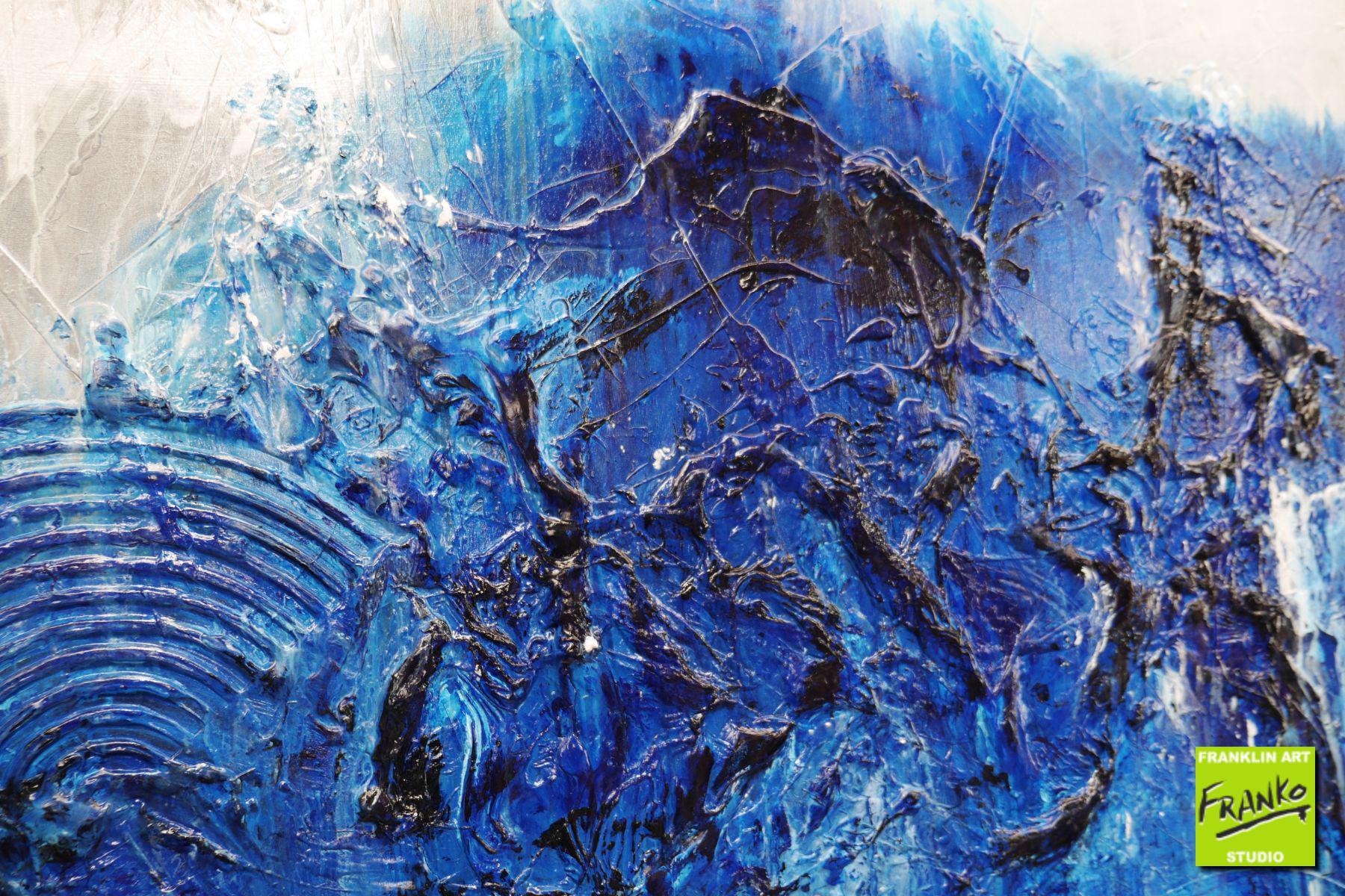 Steel Blue 250cm x 150cm Grey Blue Textured Abstract Painting (SOLD)-Abstract-[Franko]-[Artist]-[Australia]-[Painting]-Franklin Art Studio