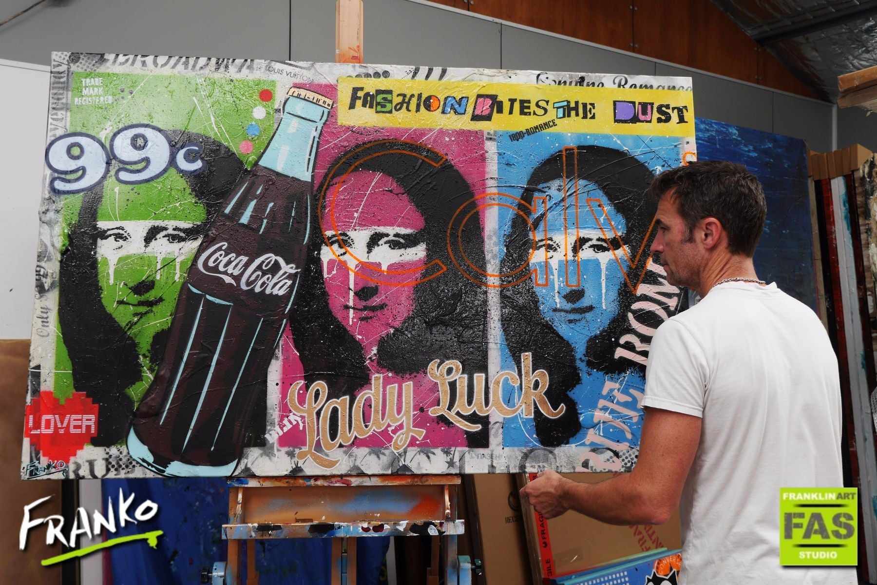 Stop Your Moaning 160cm x 100cm Mona Lisa Pop Art Painting (SOLD)-urban pop-[Franko_Artist]-[The_Block]-[Dream_Homes]-[ideas]-[Grand_Designs]-[Art_Lover]-Franklin Art Studio