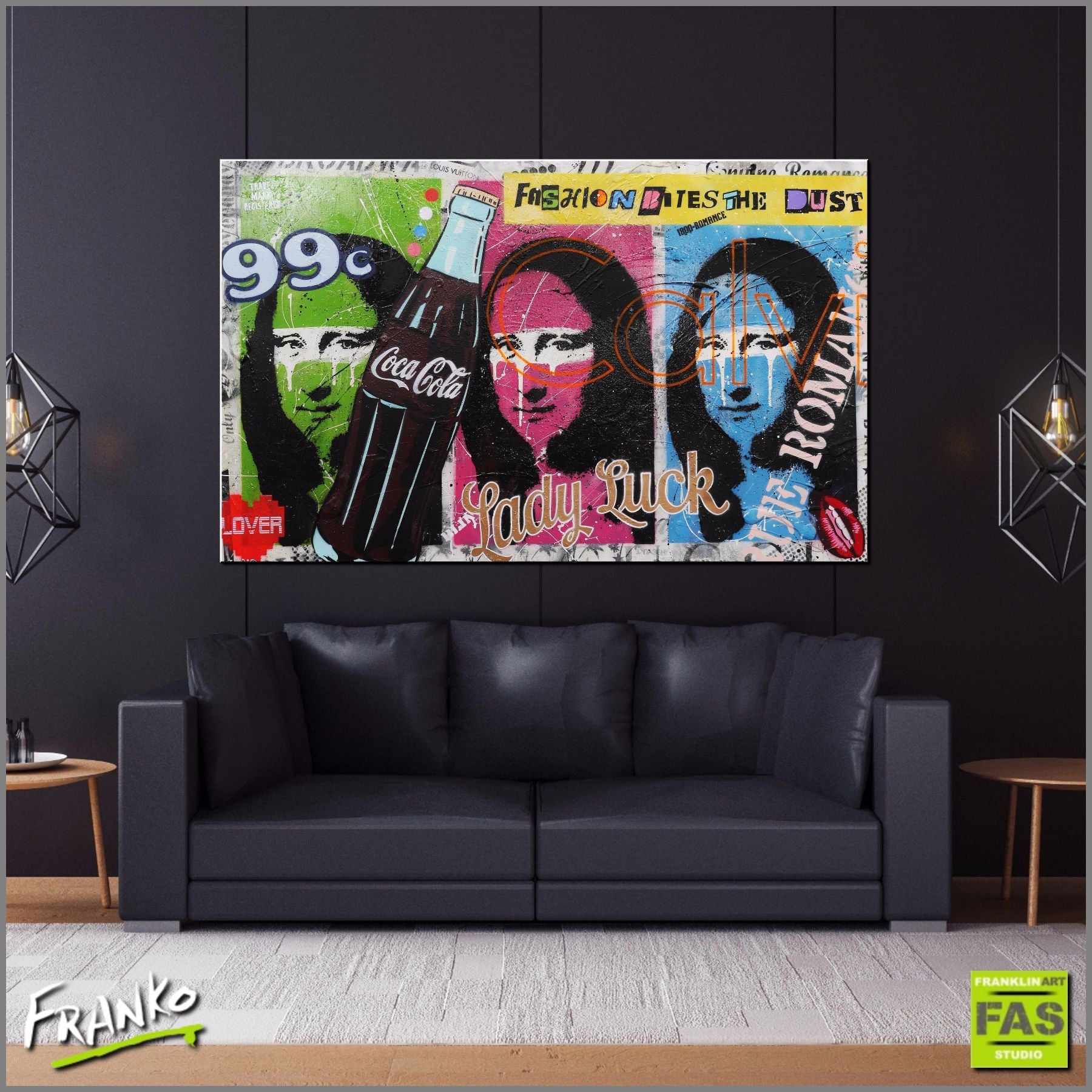 Stop Your Moaning 160cm x 100cm Mona Lisa Pop Art Painting (SOLD)-urban pop-[Franko_Artist]-[Australian_artist]-[Gold_Coast]-[Brisbane]-[modern]-[contemporary]-[original]-[Large_artwork]-[The_Block]-[Dream_Homes]-[ideas]-[Grand_Designs]-[Art_Lover]-Franklin Art Studio