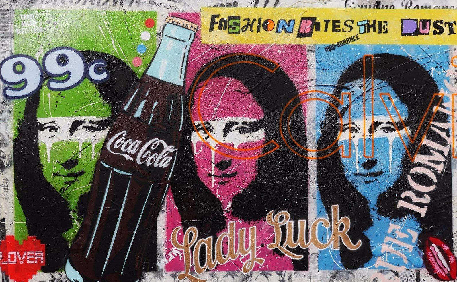 Stop Your Moaning 160cm x 100cm Mona Lisa Pop Art Painting (SOLD)-urban pop-[Franko_Artist]-[Australian_artist]-[Gold_Coast]-[Brisbane]-[modern]-[contemporary]-[original]-[Large_artwork]-Franklin Art Studio