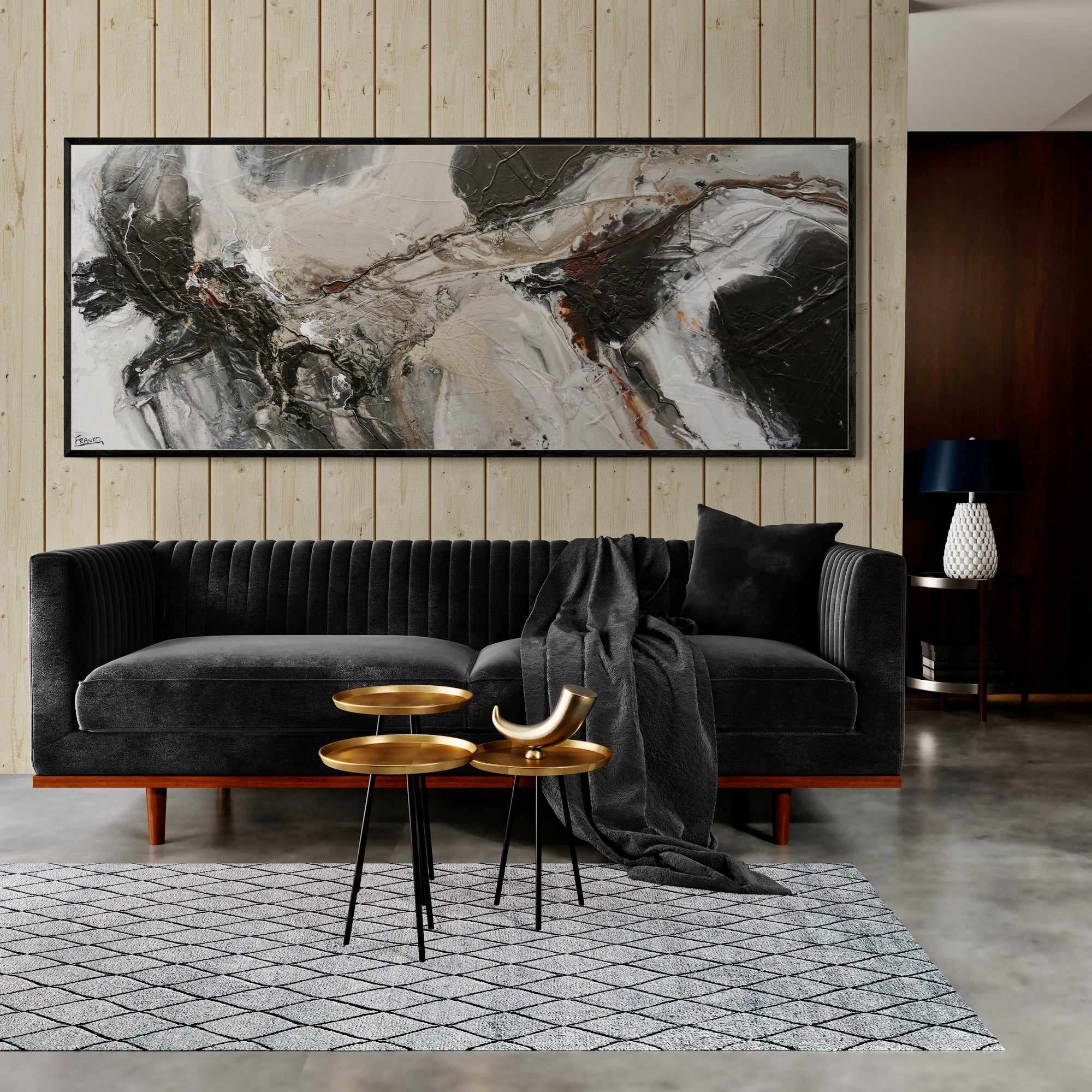 Stratosphere 200cm x 80cm Malt Black Textured Abstract Painting (SOLD)-Abstract-[Franko_Artist]-[Australian_artist]-[Gold_Coast]-[Brisbane]-[modern]-[contemporary]-[original]-[Large_artwork]-[The_Block]-[Dream_Homes]-[ideas]-[Grand_Designs]-[Art_Lover]-Franklin Art Studio