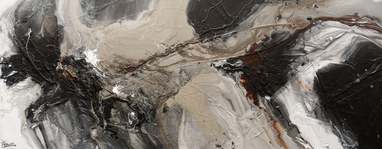 Stratosphere 200cm x 80cm Malt Black Textured Abstract Painting (SOLD)-Abstract-[Franko_Artist]-[Australian_artist]-[Gold_Coast]-[Brisbane]-[modern]-[contemporary]-[original]-[Large_artwork]-Franklin Art Studio