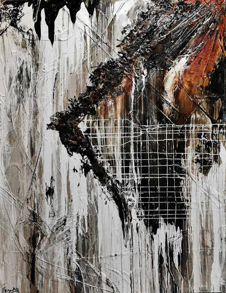 Stringy Bark 180cm x 140cm Grey Black Textured Abstract Painting (SOLD)-Abstract-[Franko_Artist]-[Australian_artist]-[Gold_Coast]-[Brisbane]-[modern]-[contemporary]-[original]-[Large_artwork]-Franklin Art Studio