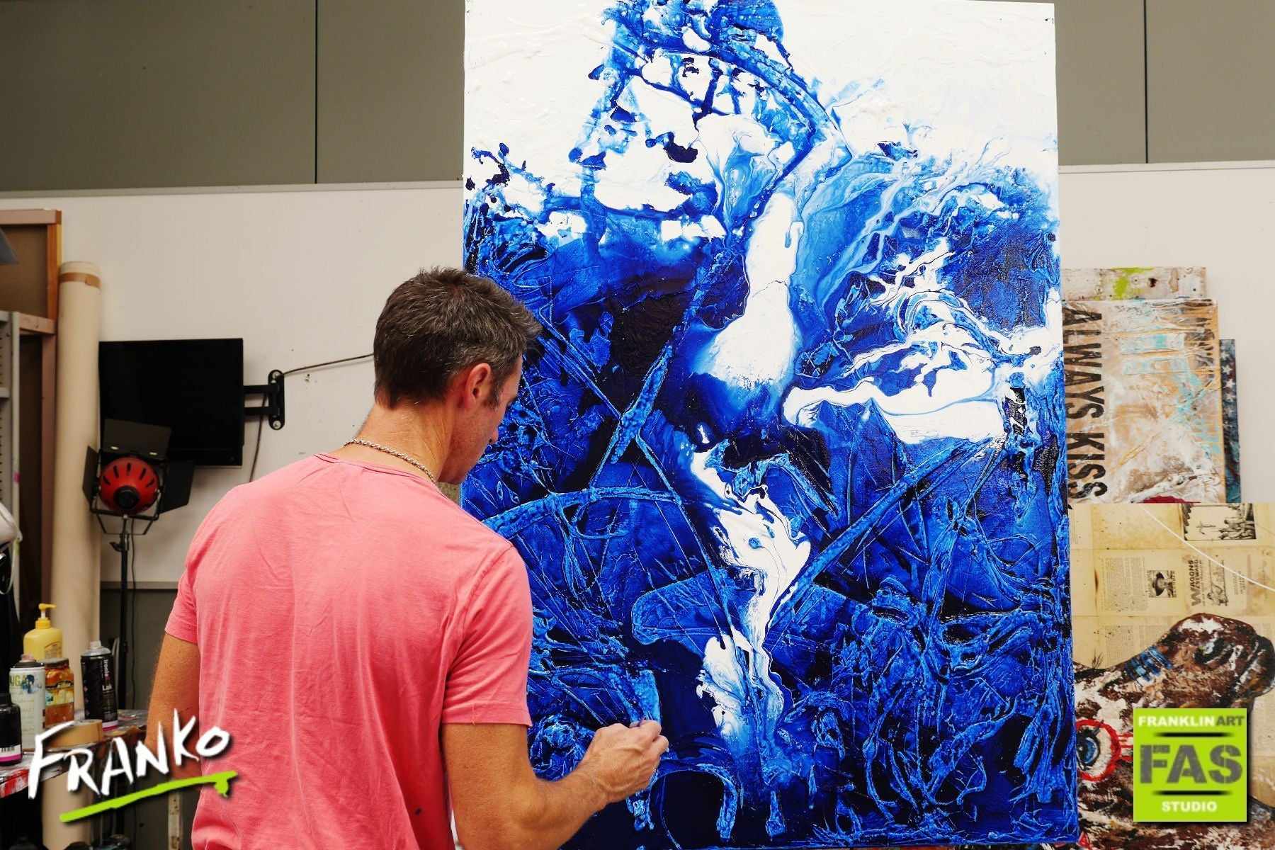 Stunning Blu 140cm x 100cm White Blue Abstract Painting (SOLD)-Abstract-[Franko_Artist]-[The_Block]-[Dream_Homes]-[ideas]- [Grand_Designs]-Franklin Art Studio