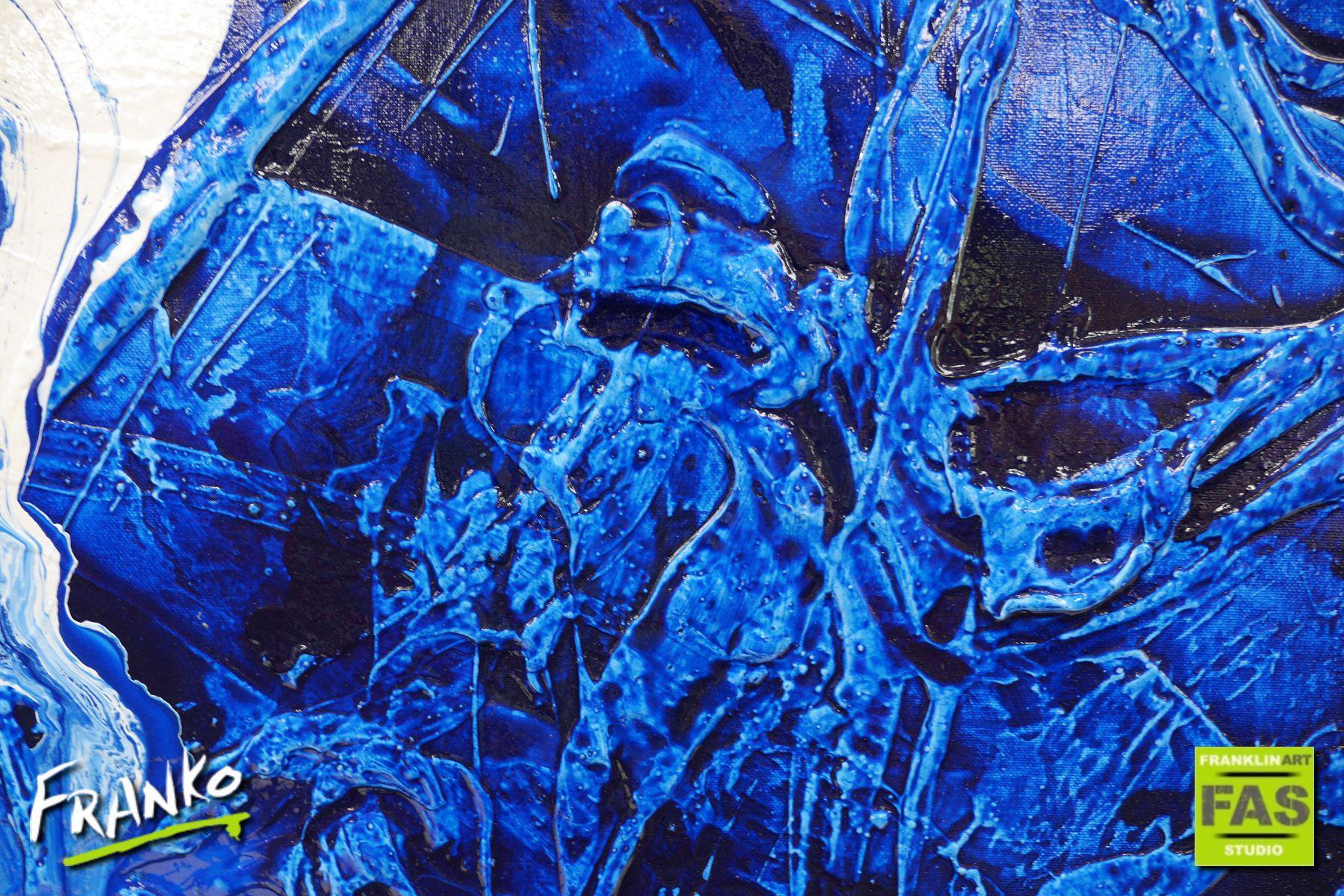 Stunning Blu 140cm x 100cm White Blue Abstract Painting (SOLD)