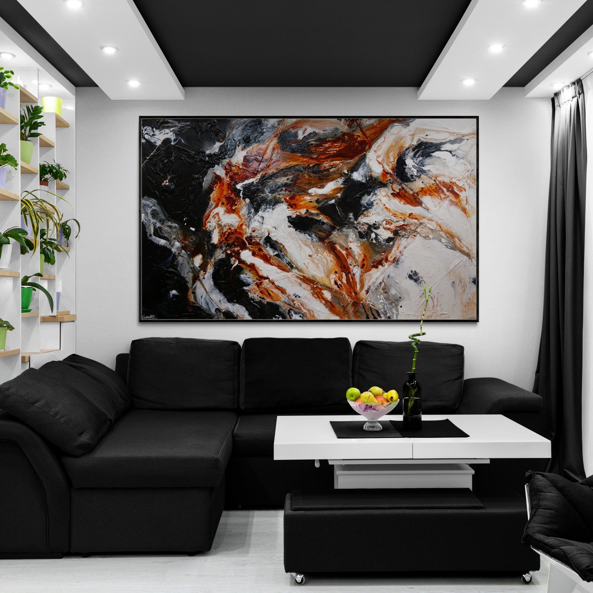 Peppered Oxide 250cm x 150cm White Oxide Black Textured Abstract Painting (SOLD)-Abstract-[Franko_Artist]-[Australian_artist]-[Gold_Coast]-[Brisbane]-[modern]-[contemporary]-[original]-[Large_artwork]-[The_Block]-[Dream_Homes]-[ideas]-[Grand_Designs]-[Art_Lover]-Franklin Art Studio