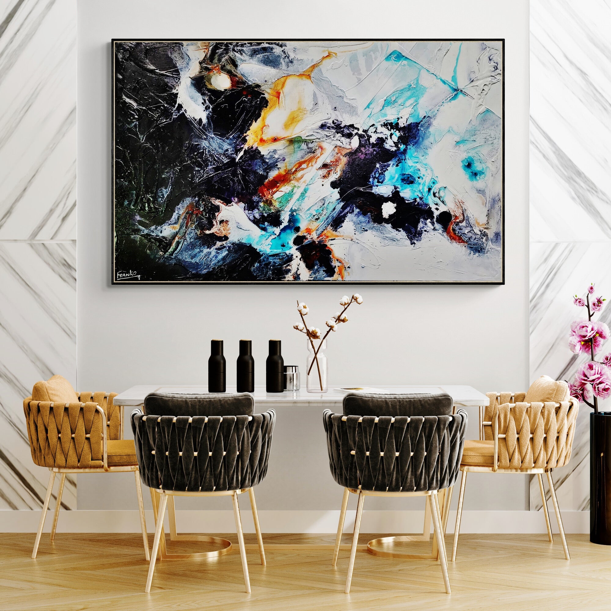 Rust Frenzy 160cm x 100cm Black Oxide Rust Textured Abstract Painting (SOLD)-Abstract-[Franko_Artist]-[The_Block]-[Dream_Homes]-[ideas]-[Grand_Designs]-[Art_Lover]-Franklin Art Studio