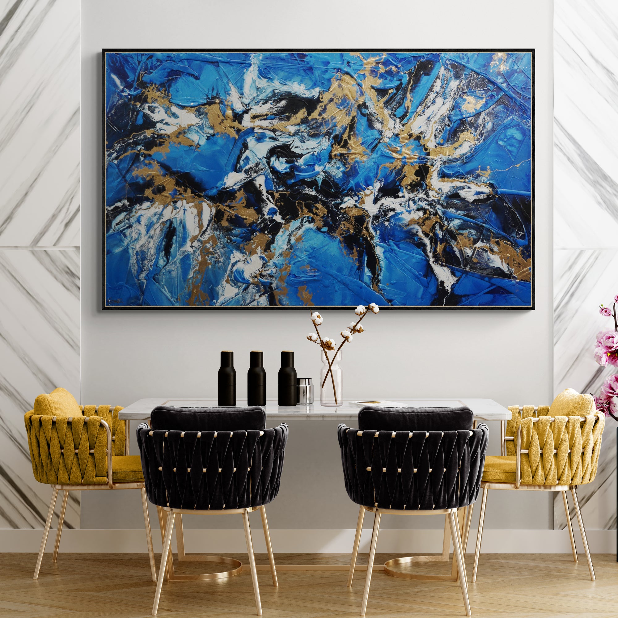 Sapphire Bling 200cm x 120cm Blue Bronze Textured Abstract Painting (SOLD)-Abstract-[Franko_Artist]-[The_Block]-[Dream_Homes]-[ideas]-[Grand_Designs]-[Art_Lover]-Franklin Art Studio
