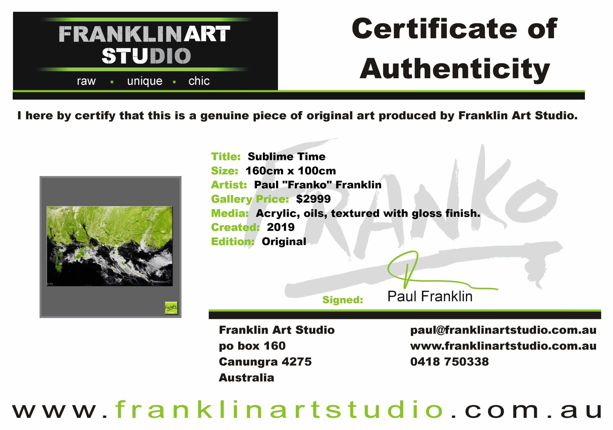 Sublime Time 160cm x 100cm Black Green Textured Abstract Painting (SOLD)-Abstract-[Franko_Artist]-[The_Block]-[Dream_Homes]-[ideas]-[Grand_Designs]-[Art_Lover]-Franklin Art Studio