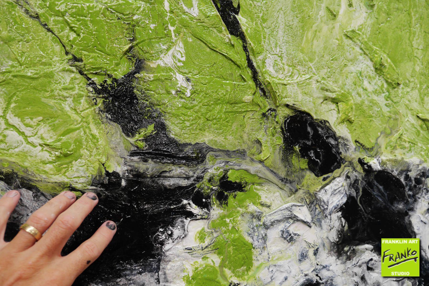 Sublime Time 160cm x 100cm Black Green Textured Abstract Painting (SOLD)