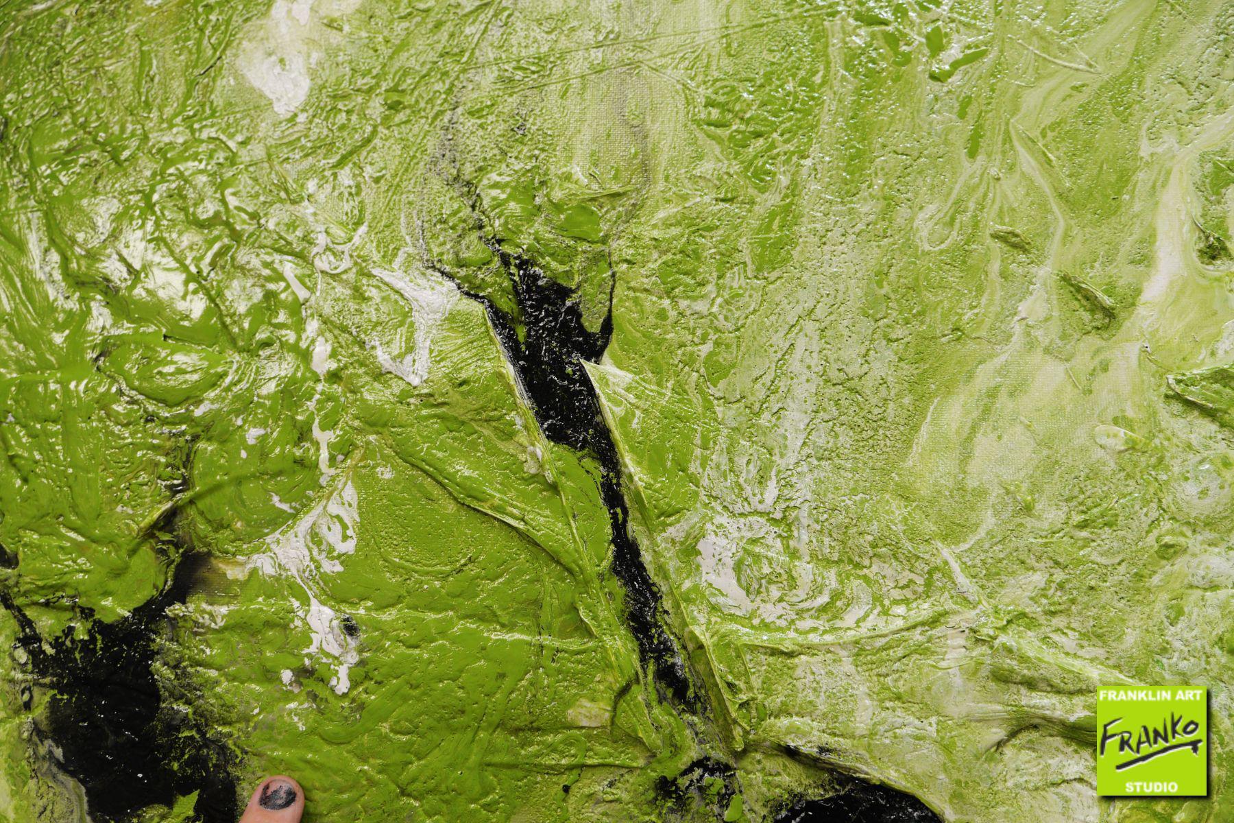 Sublime Time 160cm x 100cm Black Green Textured Abstract Painting (SOLD)-Abstract-[Franko]-[Artist]-[Australia]-[Painting]-Franklin Art Studio