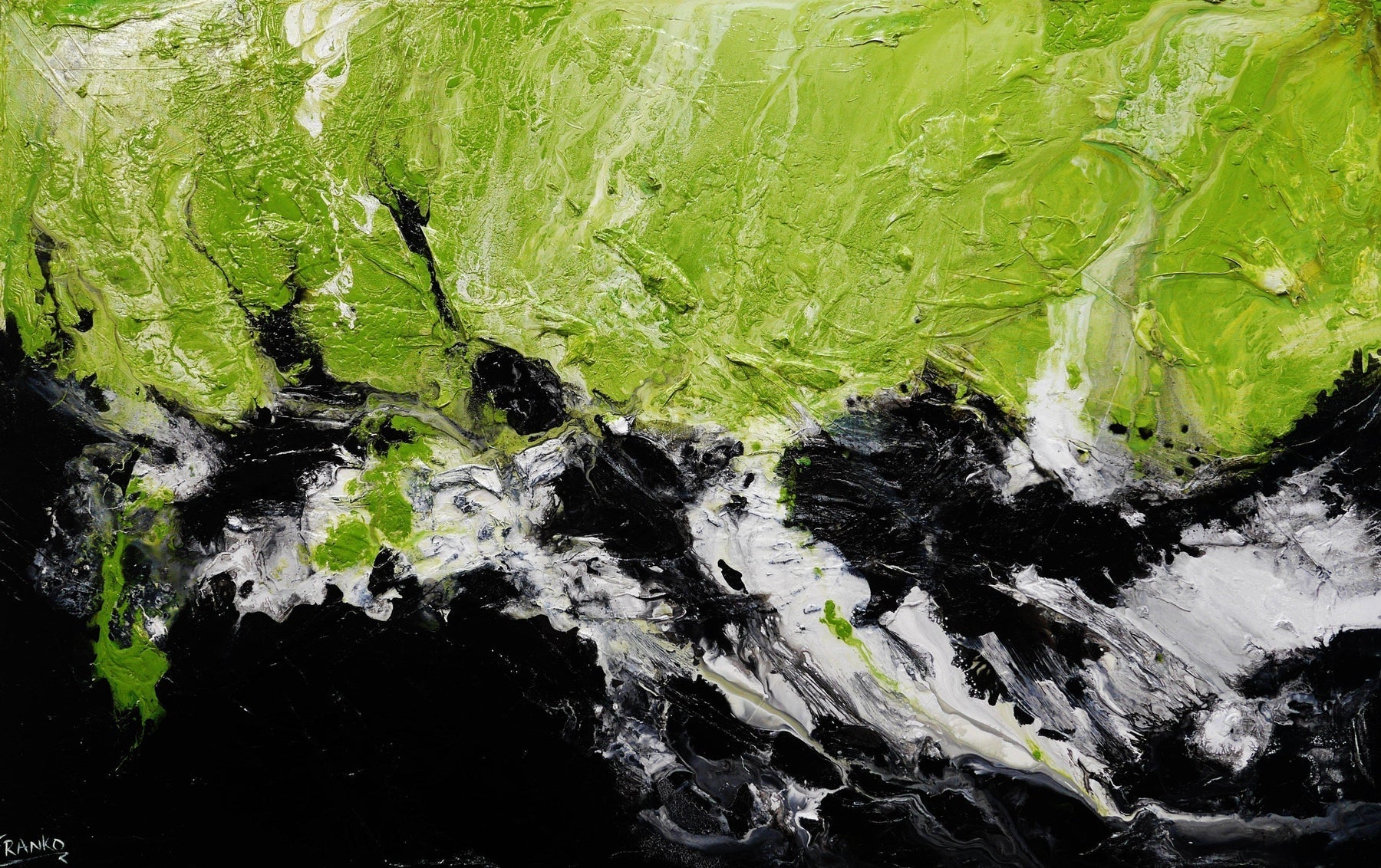 Sublime Time 160cm x 100cm Black Green Textured Abstract Painting (SOLD)-Abstract-[Franko_Artist]-[Australian_artist]-[Gold_Coast]-[Brisbane]-[modern]-[contemporary]-[original]-[Large_artwork]-Franklin Art Studio