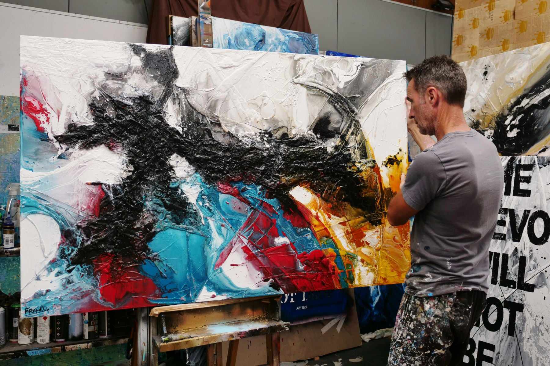 Sugar Candy 160cm x 100cm Colourful Textured Abstract Painting (SOLD)-Abstract-[Franko_Artist]-[The_Block]-[Dream_Homes]-[ideas]- [Grand_Designs]-Franklin Art Studio
