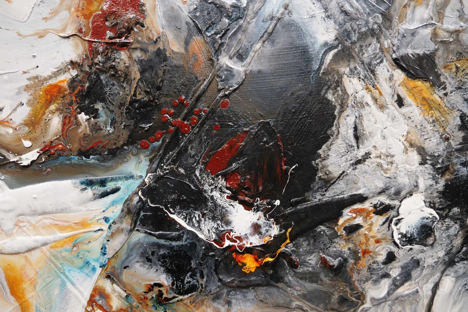 Sugar Oxide 240cm x 100cm Grey Black Textured Abstract Painting (SOLD)
