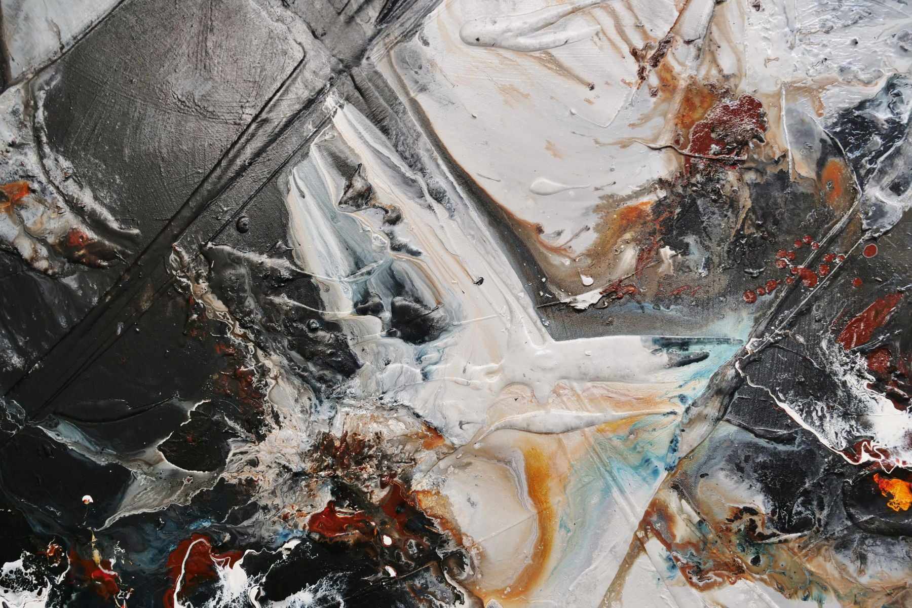 Sugar Oxide 240cm x 100cm Grey Black Textured Abstract Painting (SOLD)
