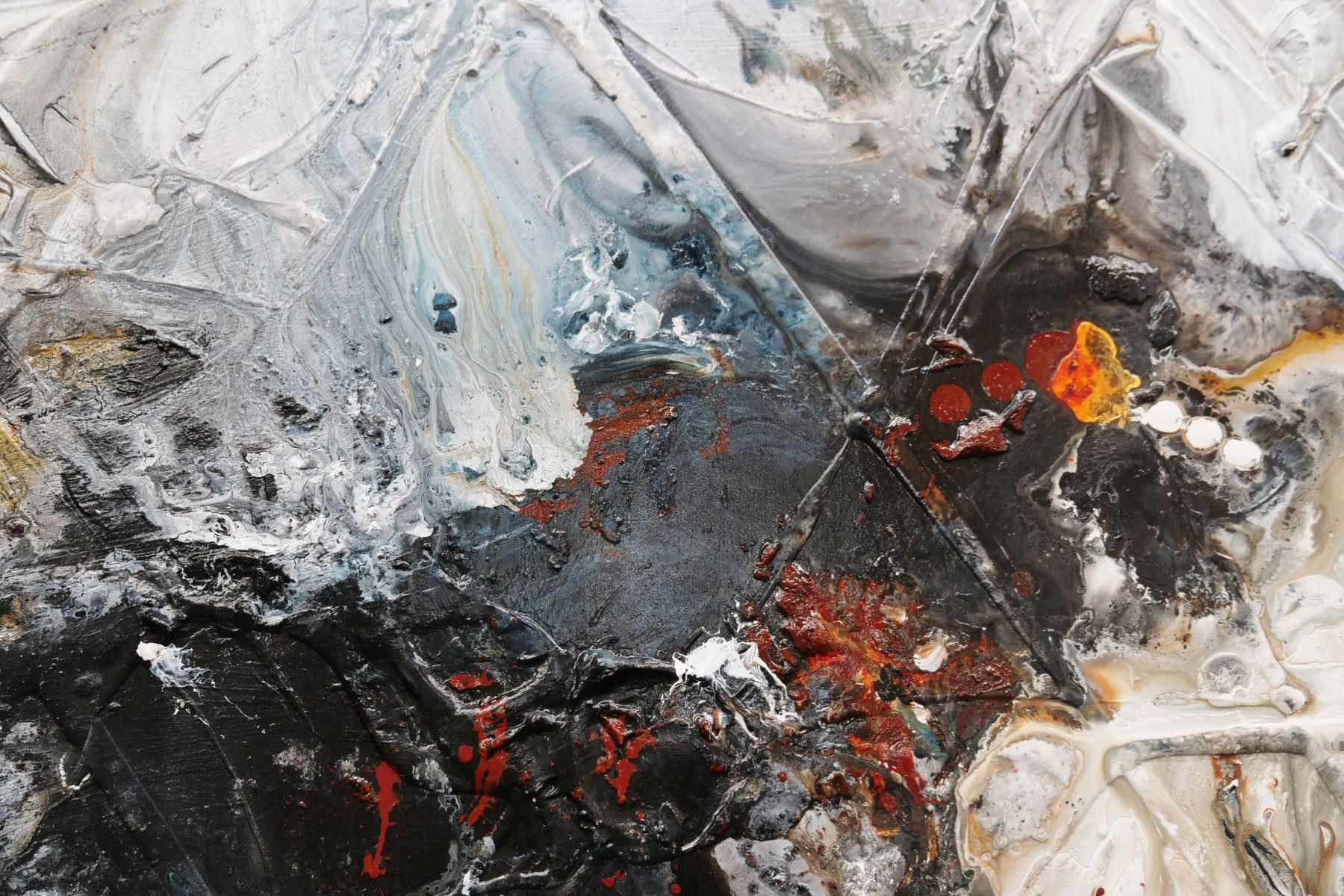 Sugar Oxide 240cm x 100cm Grey Black Textured Abstract Painting (SOLD)