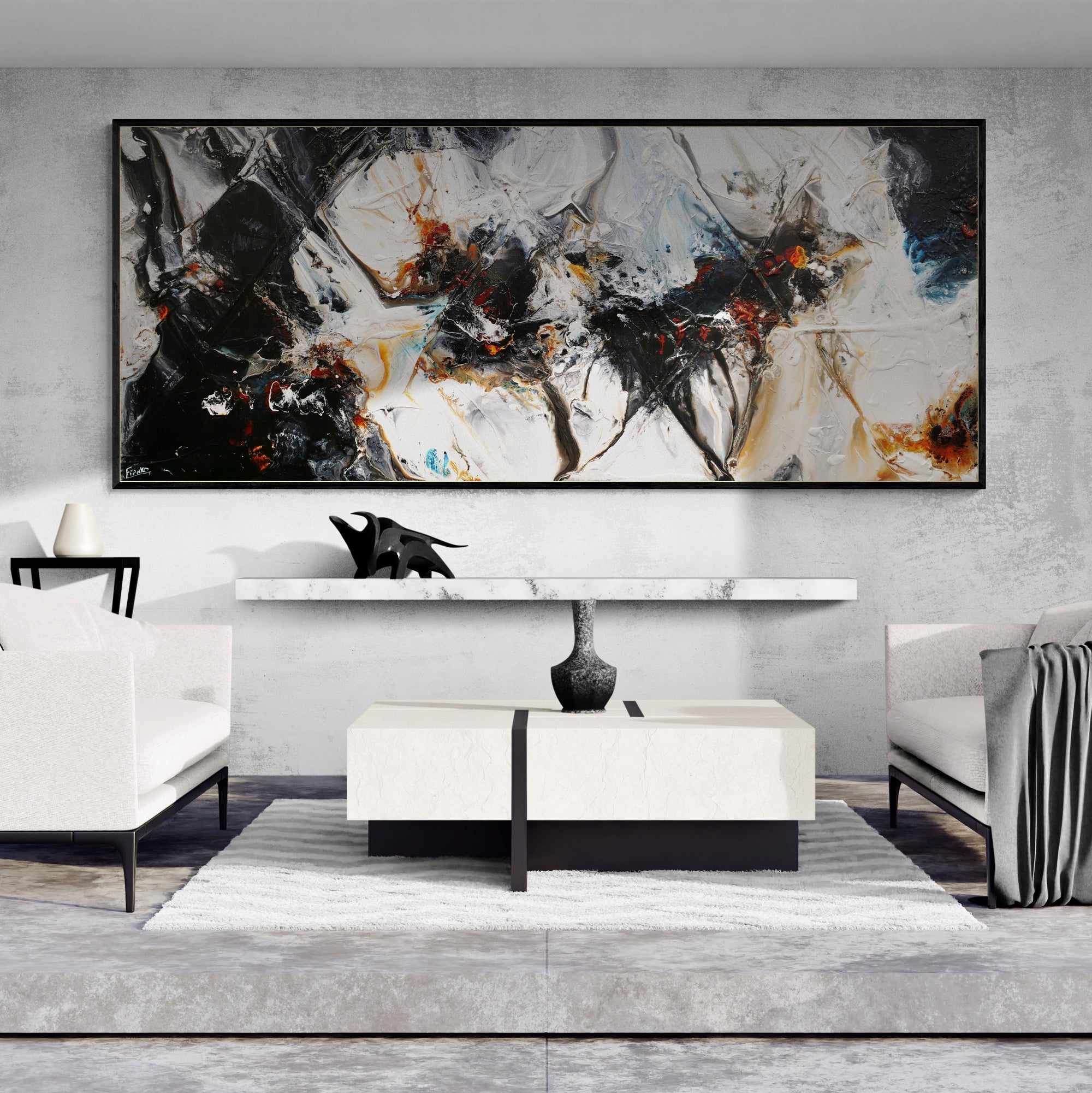 Sugar Oxide 240cm x 100cm Grey Black Textured Abstract Painting (SOLD)-Abstract-[Franko]-[Artist]-[Australia]-[Painting]-Franklin Art Studio