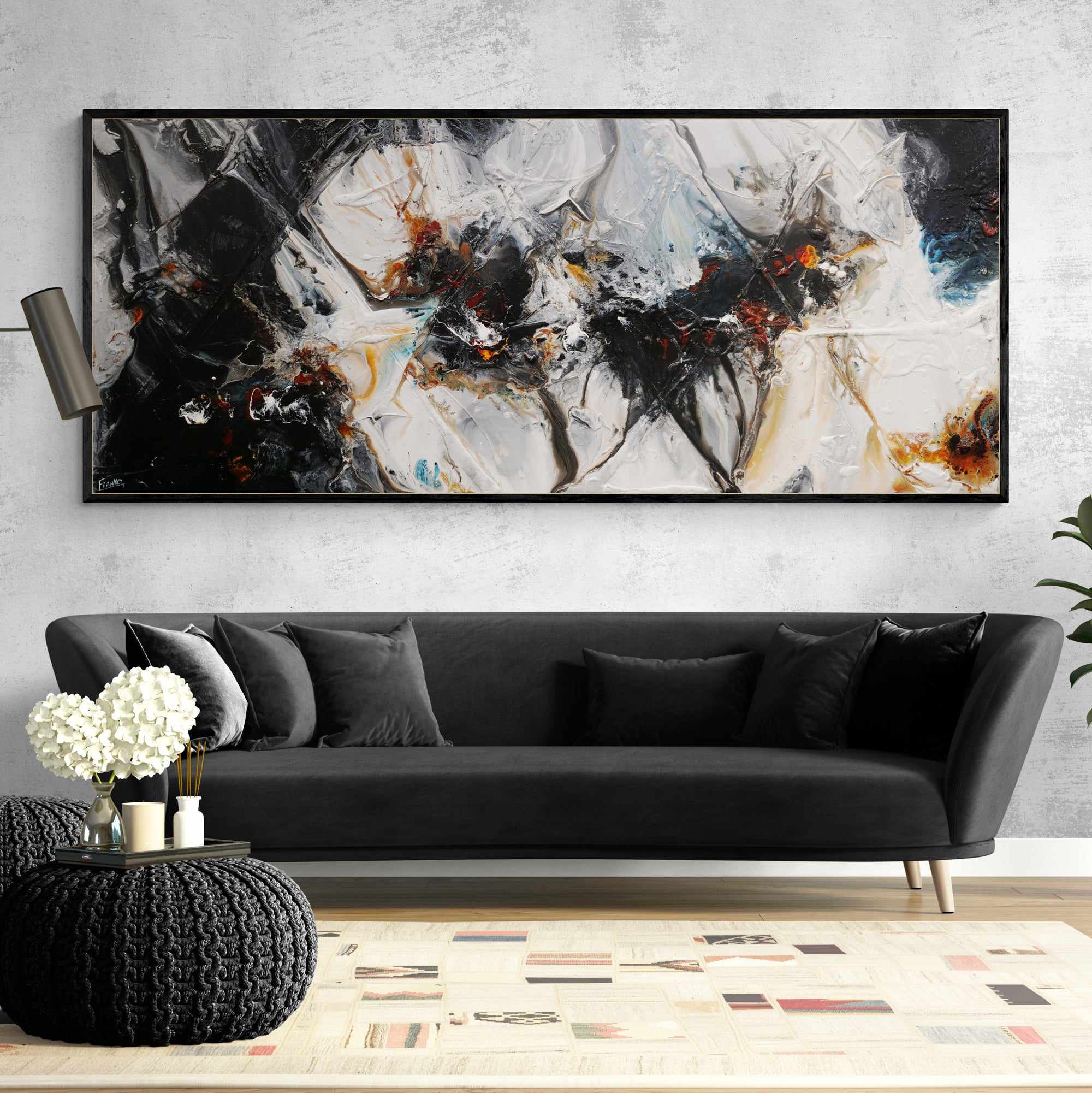 Sugar Oxide 240cm x 100cm Grey Black Textured Abstract Painting (SOLD)-Abstract-[Franko_Artist]-[Australian_artist]-[Gold_Coast]-[Brisbane]-[modern]-[contemporary]-[original]-[Large_artwork]-[The_Block]-[Dream_Homes]-[ideas]-[Grand_Designs]-[Art_Lover]-Franklin Art Studio