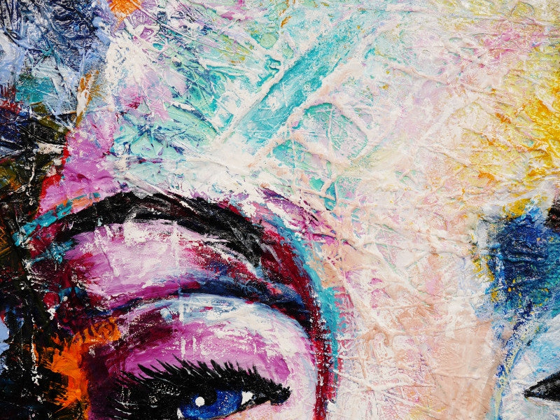 Sultry, Sexy Miss M 120cm x 120cm Marilyn Monroe (SOLD)-abstract realism-[Franko]-[Artist]-[Australia]-[Painting]-Franklin Art Studio