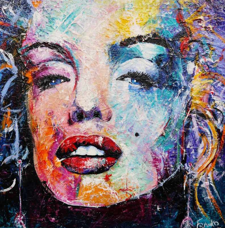 Sultry, Sexy Miss M 120cm x 120cm Marilyn Monroe (SOLD)-abstract realism-[Franko_Artist]-[Australian_artist]-[Gold_Coast]-[Brisbane]-[modern]-[contemporary]-[original]-[Large_artwork]-Franklin Art Studio