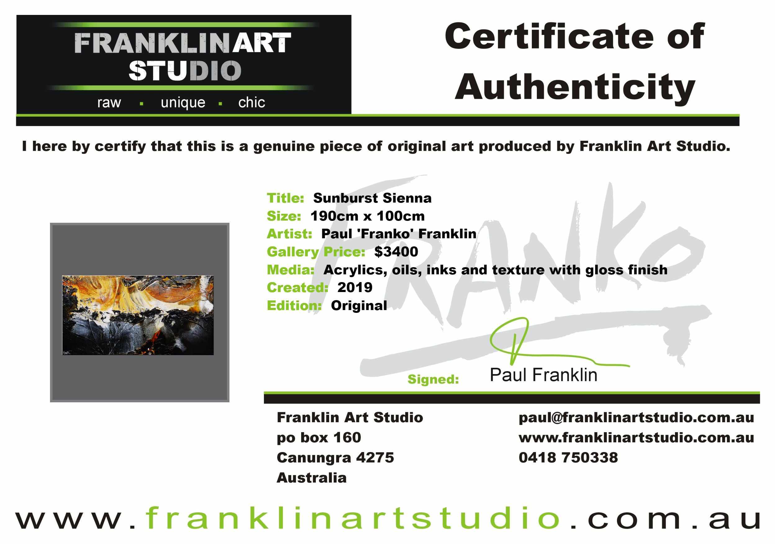 Sunburst Sienna 190cm x 100cm Black Sienna Textured Abstract Painting (SOLD)-Abstract-[Franko_Artist]-[The_Block]-[Dream_Homes]-[ideas]-[Grand_Designs]-[Art_Lover]-Franklin Art Studio