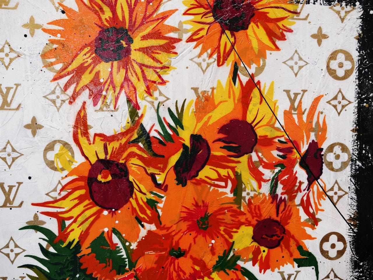 Sunflower Soup 140cm x 100cm Sunflower Campbells Soup Textured Urban Pop Art Painting (SOLD)-Urban Pop Art-[Franko_Artist]-[The_Block]-[Dream_Homes]-[ideas]-[Grand_Designs]-[Art_Lover]-Franklin Art Studio