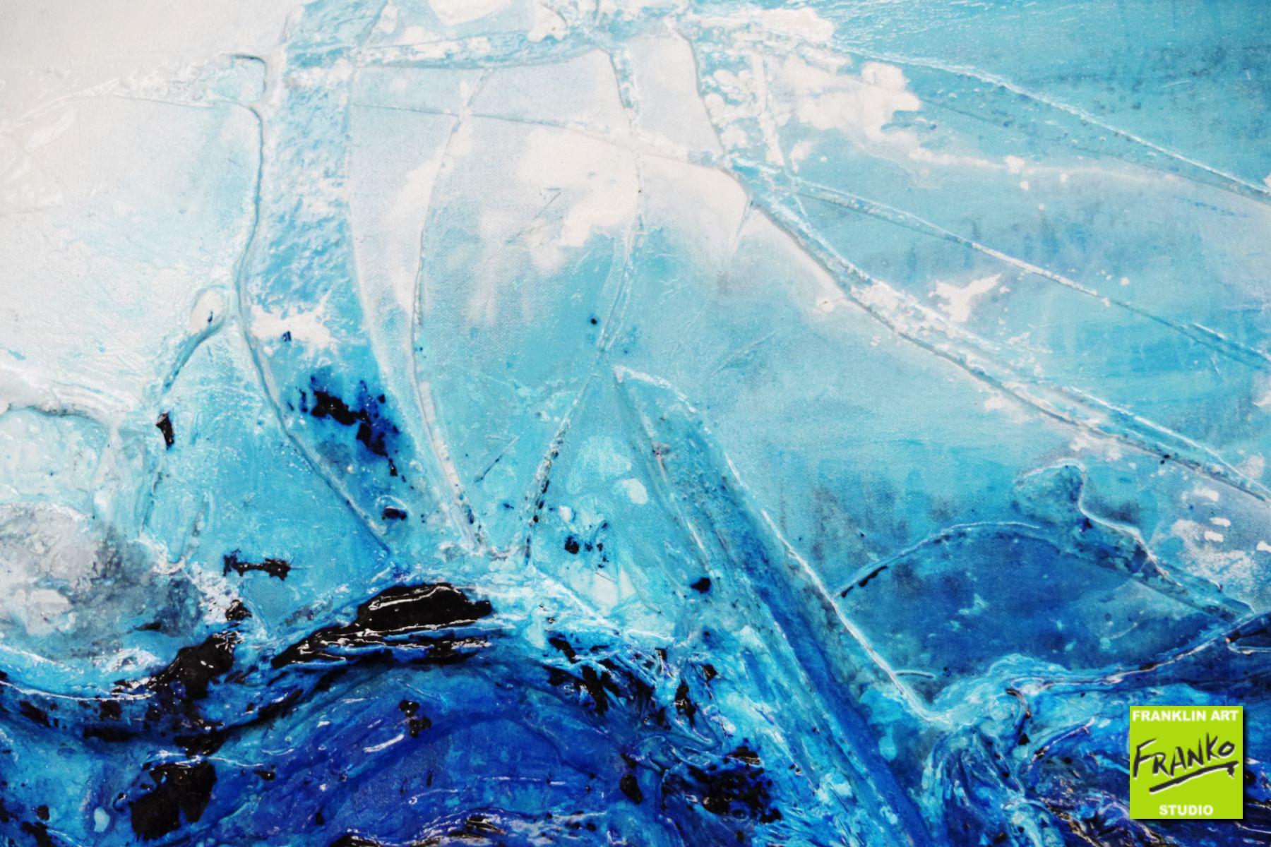 Systematic Blue 240cm x 100cm White Blue Textured Abstract Painting (SOLD)-Abstract-[Franko]-[Artist]-[Australia]-[Painting]-Franklin Art Studio