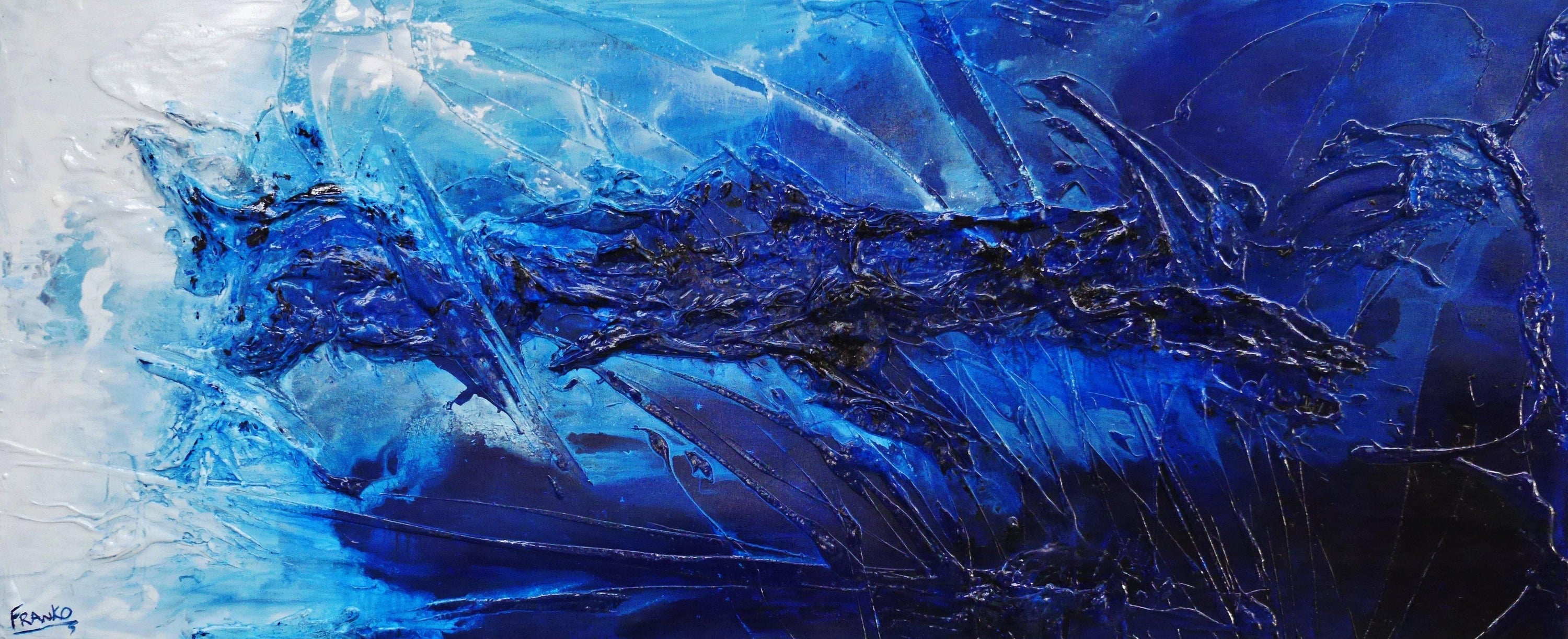 Systematic Blue 240cm x 100cm White Blue Textured Abstract Painting (SOLD)-Abstract-[Franko_Artist]-[Australian_artist]-[Gold_Coast]-[Brisbane]-[modern]-[contemporary]-[original]-[Large_artwork]-Franklin Art Studio