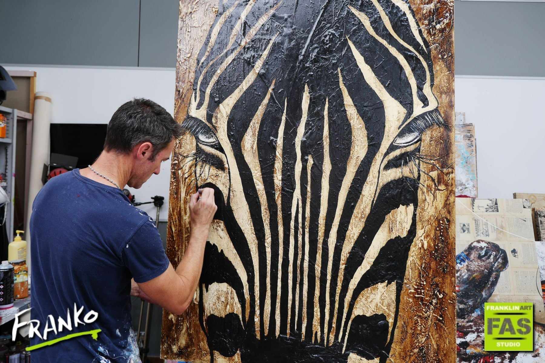 Tahir Joy (Pure) 140cm x 100cm African Zebra Painting (SOLD)-Animals-[Franko_Artist]-[The_Block]-[Dream_Homes]-[ideas]-[Grand_Designs]-[Art_Lover]-Franklin Art Studio