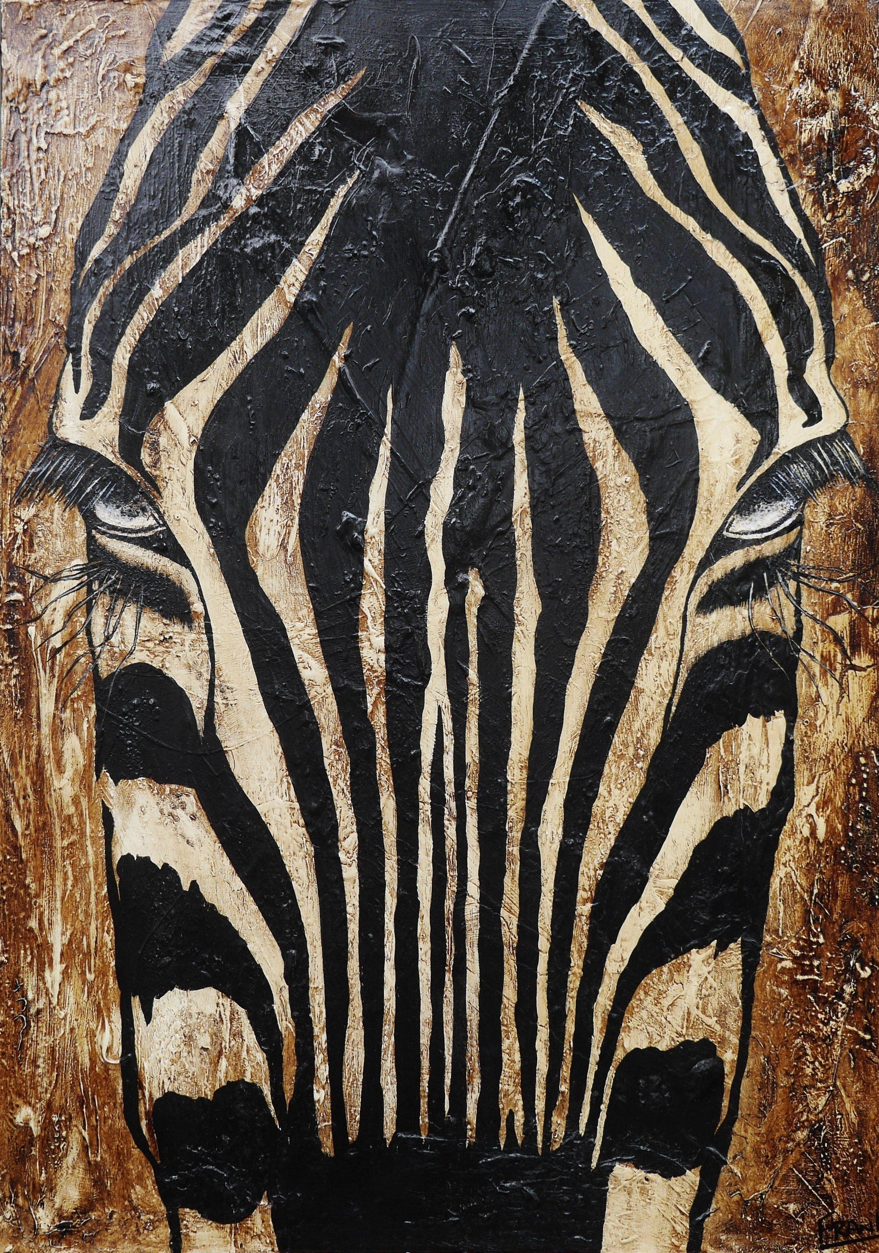 Tahir Joy (Pure) 140cm x 100cm African Zebra Painting (SOLD)-Animals-[Franko_Artist]-[Australian_artist]-[Gold_Coast]-[Brisbane]-[modern]-[contemporary]-[original]-[Large_artwork]-Franklin Art Studio