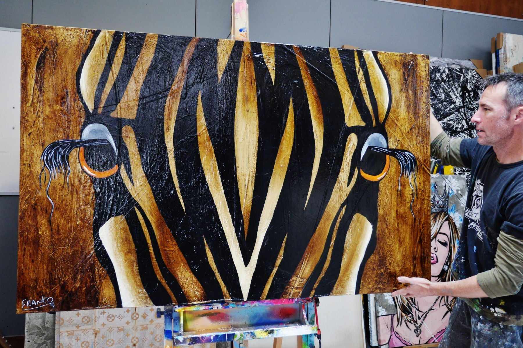 Tatenda (Grateful) 160cm x 100cm African Zebra Urban Pop Painting (SOLD)-Animals-[Franko_Artist]-[The_Block]-[Dream_Homes]-[ideas]- [Grand_Designs]-Franklin Art Studio