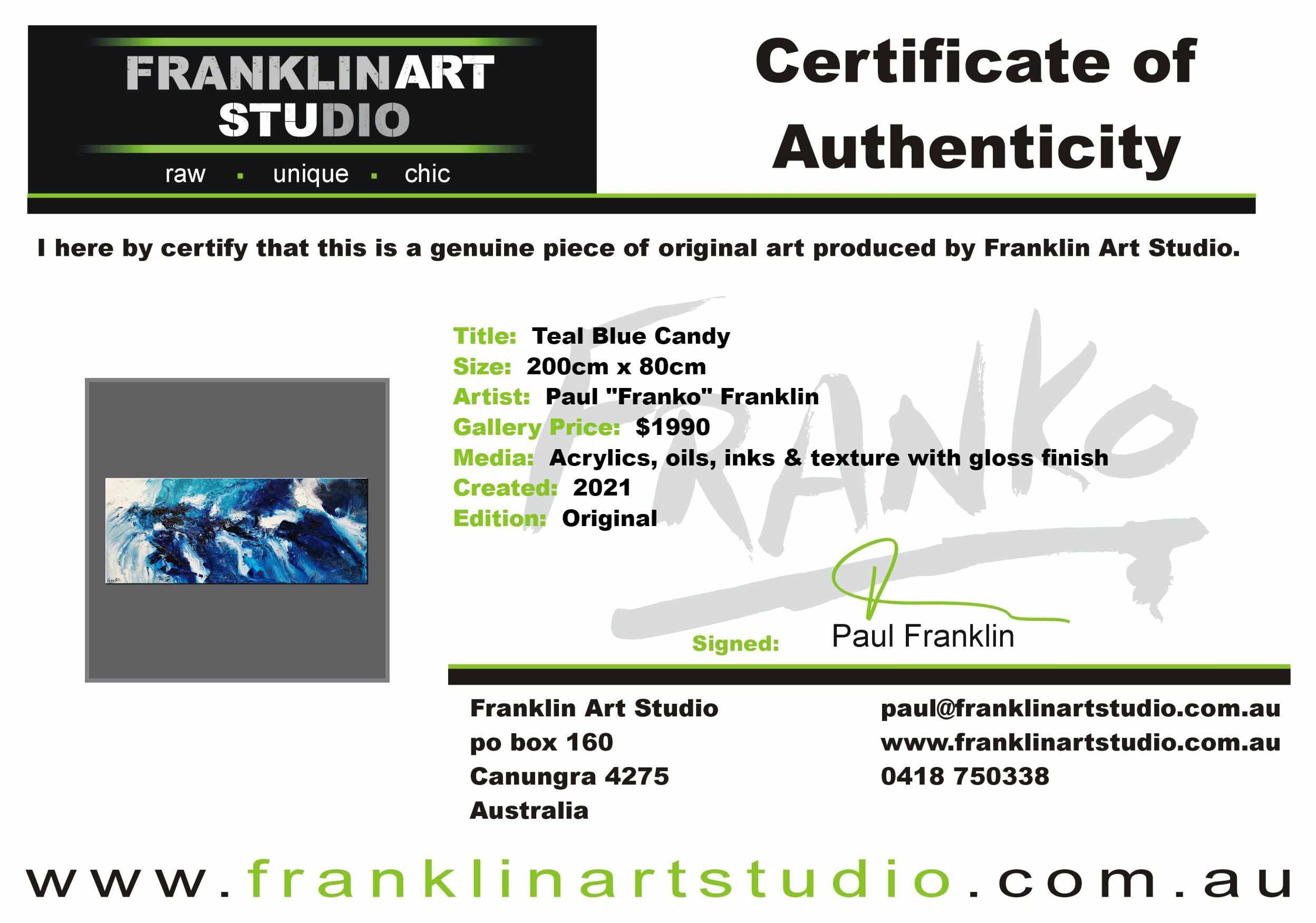 Teal Blue Candy 200cm x 80cm Blue White Teal Textured Abstract Painting (SOLD)-Abstract-[Franko_Artist]-[The_Block]-[Dream_Homes]-[ideas]-[Grand_Designs]-[Art_Lover]-Franklin Art Studio