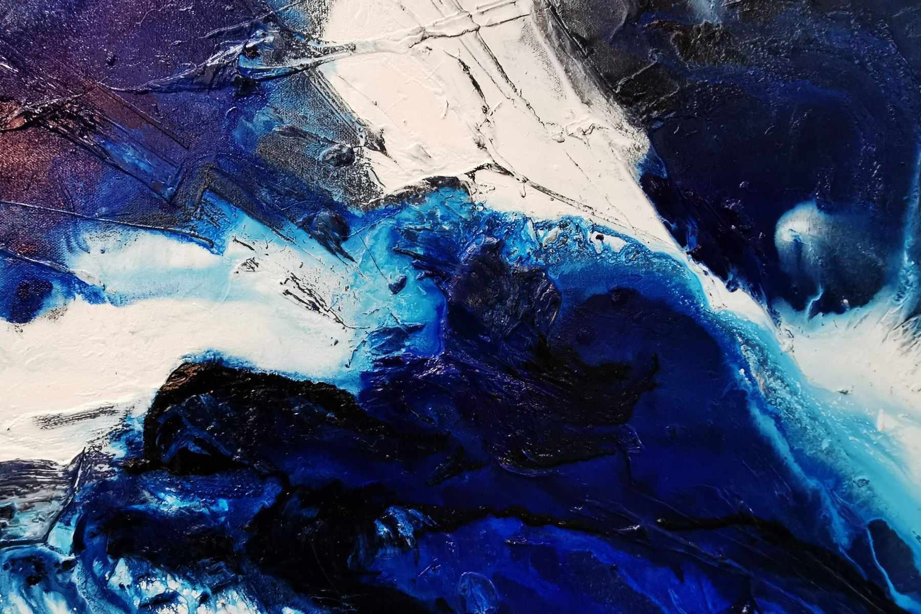Teal Blue Candy 200cm x 80cm Blue White Teal Textured Abstract Painting (SOLD)