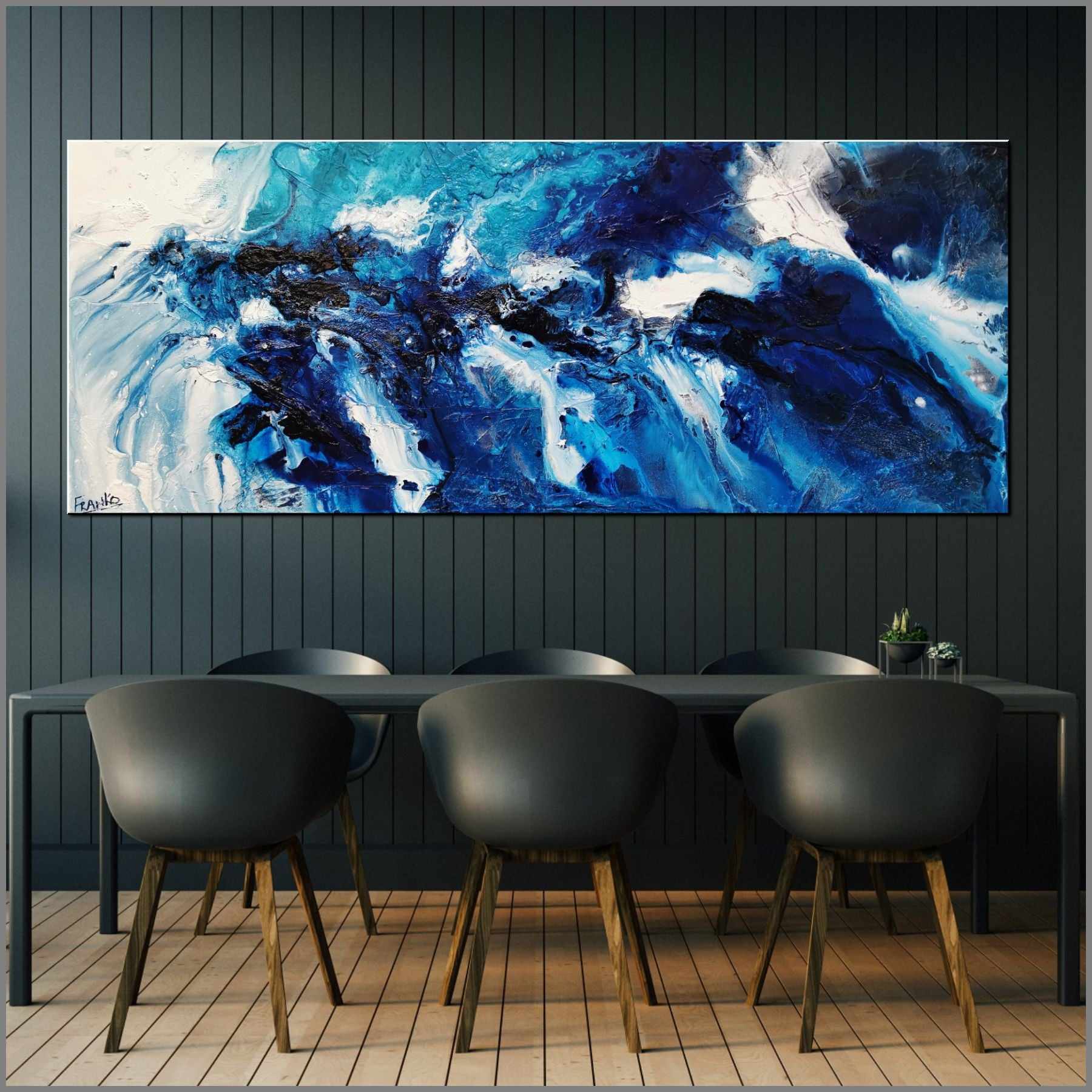 Teal Blue Candy 200cm x 80cm Blue White Teal Textured Abstract Painting (SOLD)-Abstract-[Franko_Artist]-[Australian_artist]-[Gold_Coast]-[Brisbane]-[modern]-[contemporary]-[original]-[Large_artwork]-[The_Block]-[Dream_Homes]-[ideas]-[Grand_Designs]-[Art_Lover]-Franklin Art Studio