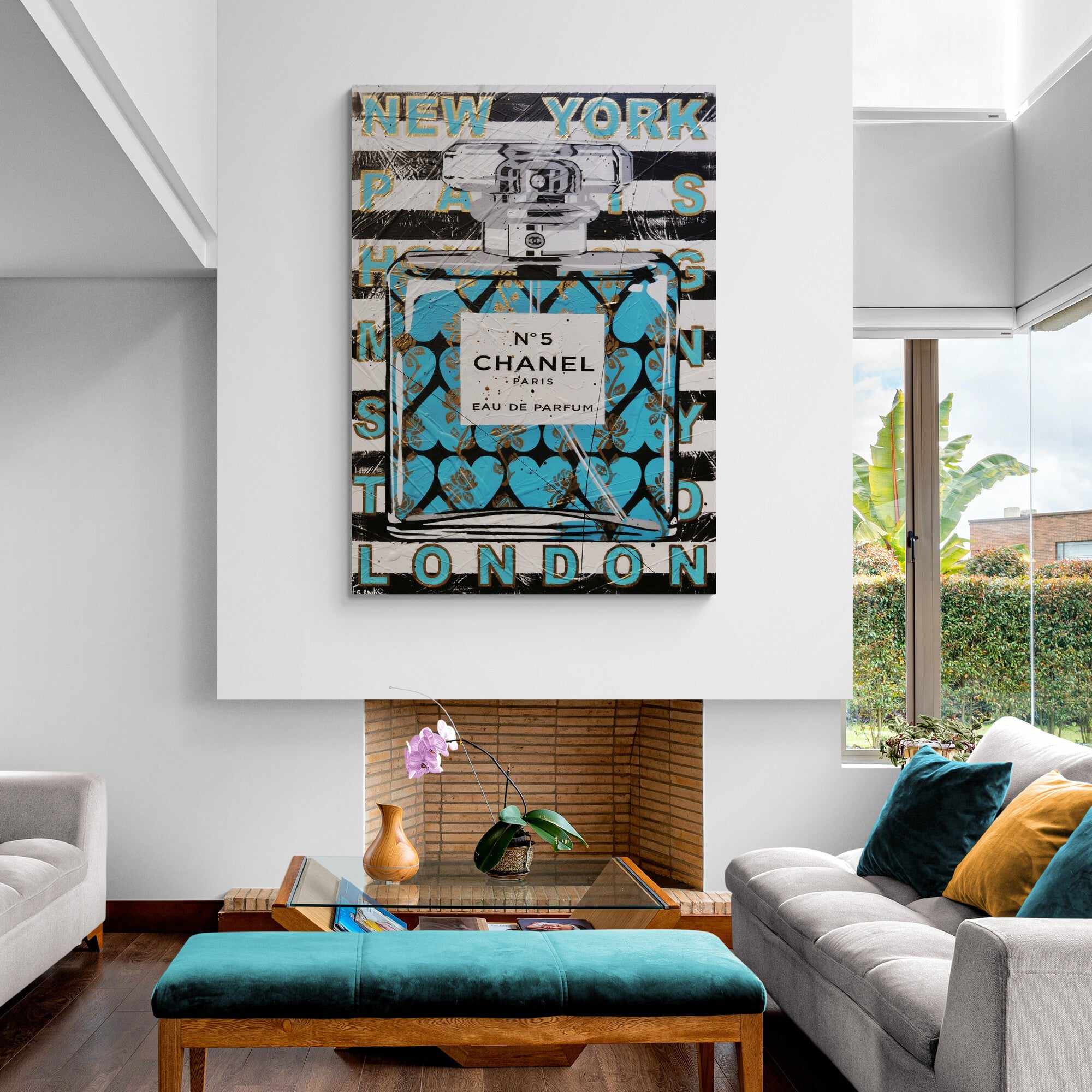 Teal Classic No 5 140cm x 100cm Textured Urban Pop Art Painting (SOLD)-Urban Pop Art-[Franko]-[Australian]-[Popular]-[Best Selling]-Franklin Art Studio