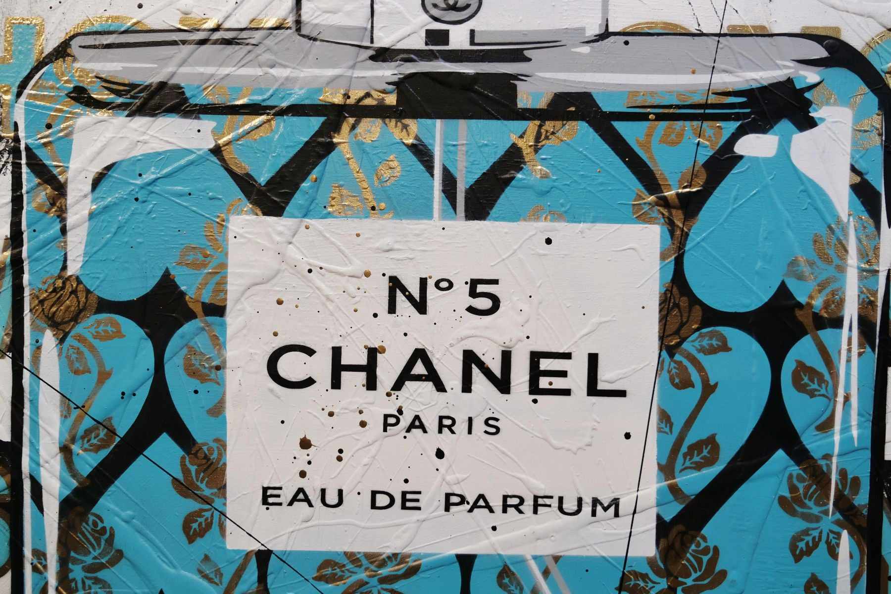 Teal Classic No 5 140cm x 100cm Textured Urban Pop Art Painting (SOLD)