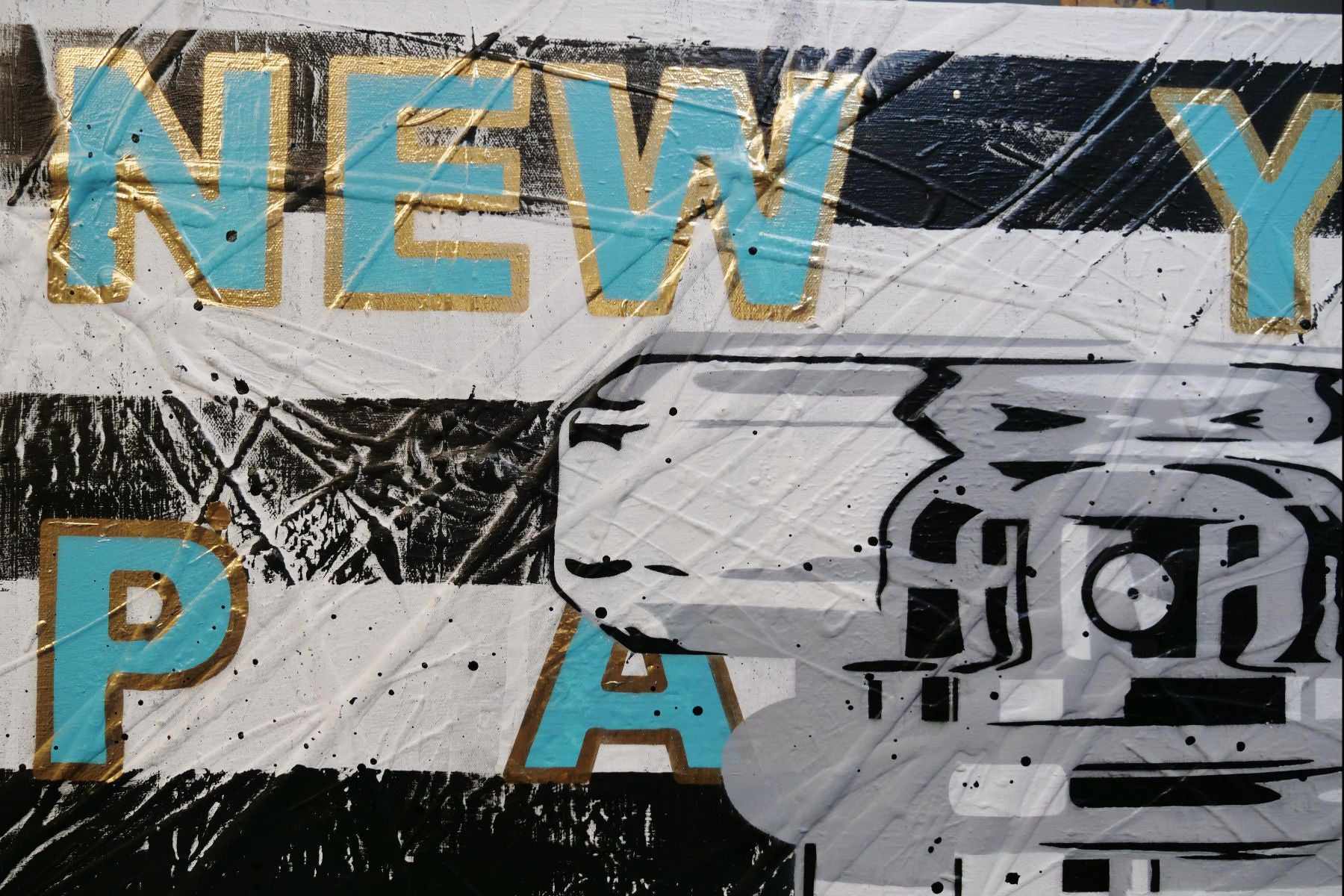 Teal Classic No 5 140cm x 100cm Textured Urban Pop Art Painting (SOLD)
