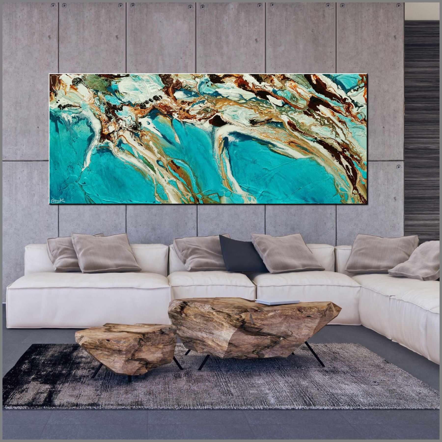 Teal Coast 240cm x 100cm Teal White Oxide Textured Abstract Painting (SOLD)-Abstract-[Franko_Artist]-[Australian_artist]-[Gold_Coast]-[Brisbane]-[modern]-[contemporary]-[original]-[Large_artwork]-[The_Block]-[Dream_Homes]-[ideas]-[Grand_Designs]-[Art_Lover]-Franklin Art Studio