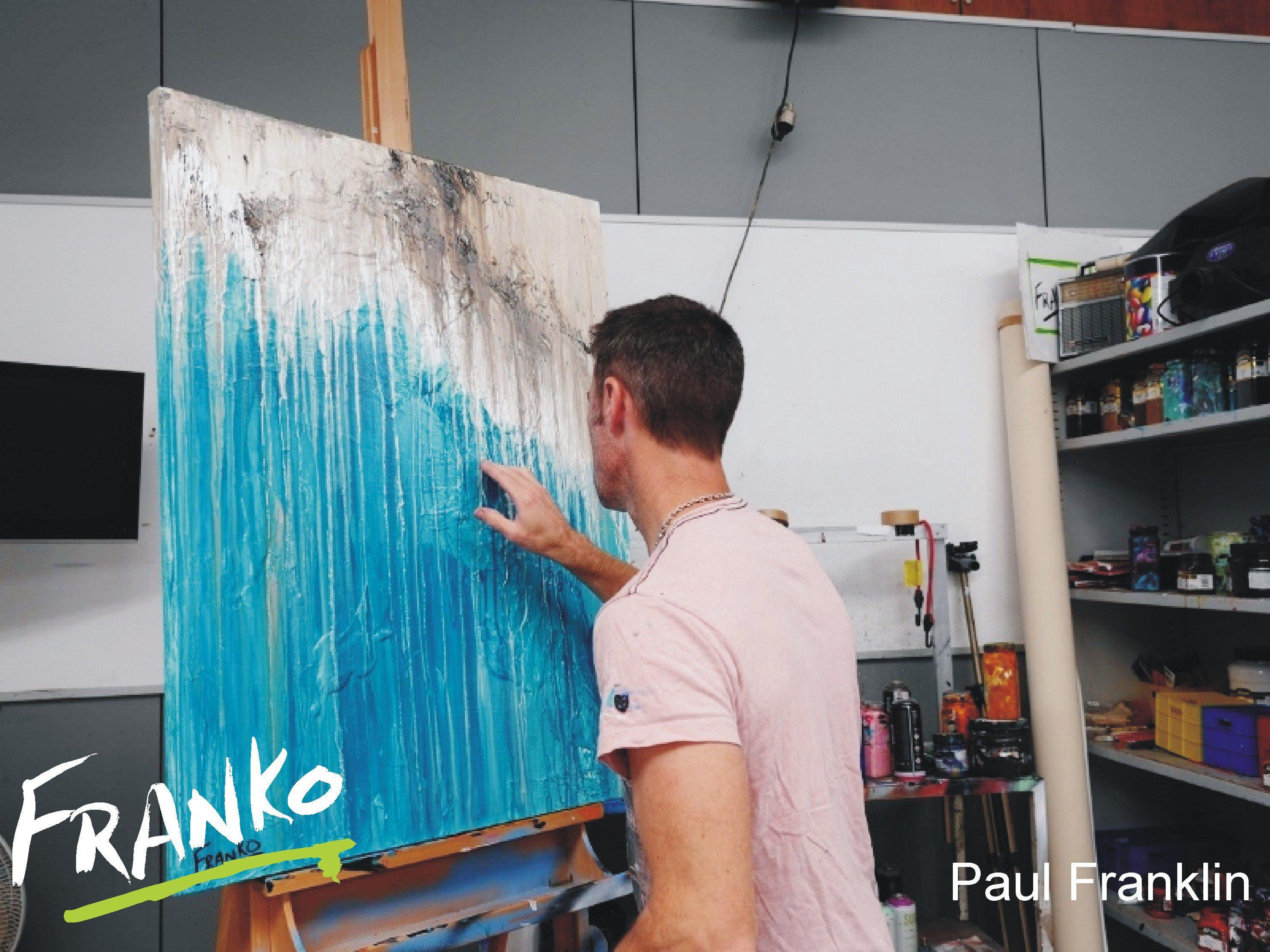 Teal Intent 75cm x 100cm Blue Abstract Painting (SOLD)-abstract-[Franko_Artist]-[The_Block]-[Dream_Homes]-[ideas]- [Grand_Designs]-Franklin Art Studio