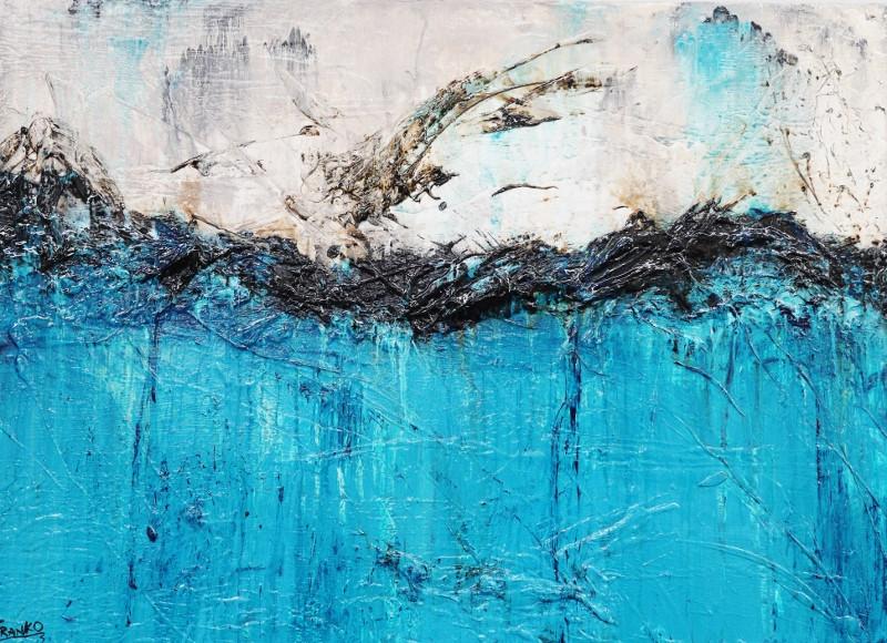 Teal Star 140cm x 100cm Teal Abstract Painting (SOLD)-abstract-[Franko_Artist]-[Australian_artist]-[Gold_Coast]-[Brisbane]-[modern]-[contemporary]-[original]-[Large_artwork]-Franklin Art Studio
