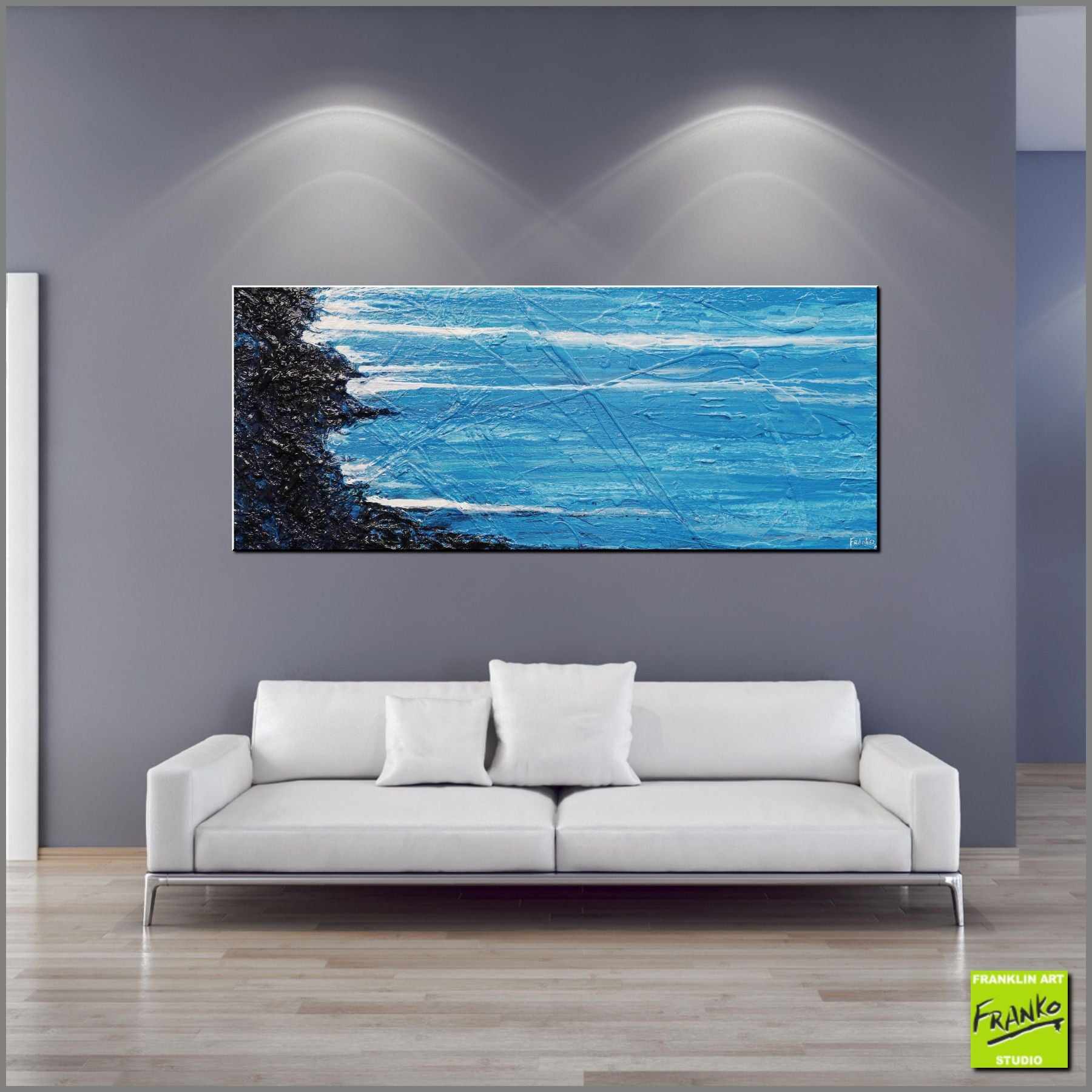 Teal Survivor 200cm x 80cm Blue Black Textured Abstract Painting (SOLD)-Abstract-[Franko_Artist]-[Australian_artist]-[Gold_Coast]-[Brisbane]-[modern]-[contemporary]-[original]-[Large_artwork]-[The_Block]-[Dream_Homes]-[ideas]-[Grand_Designs]-[Art_Lover]-Franklin Art Studio