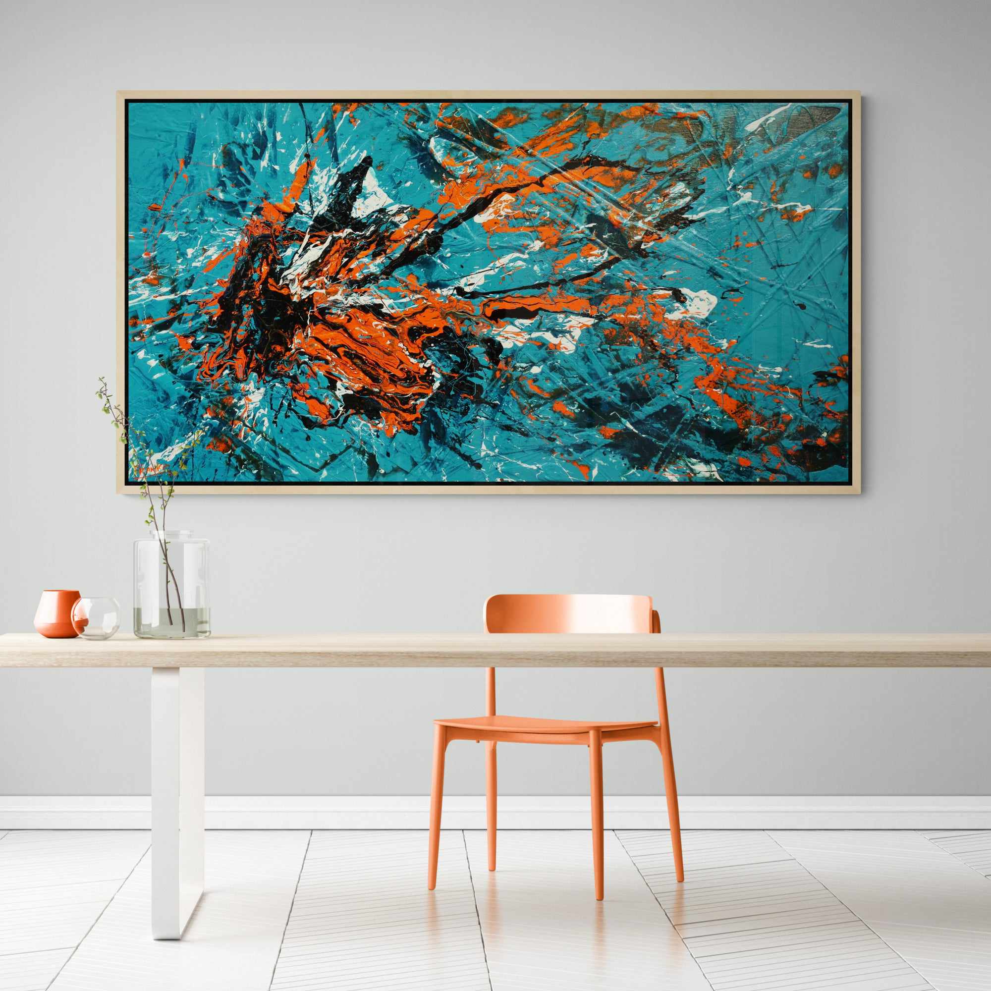 Teal and Tango 190cm x 100cm Teal Orange Textured Abstract Painting (SOLD)-Abstract-[Franko_Artist]-[Australian_artist]-[Gold_Coast]-[Brisbane]-[modern]-[contemporary]-[original]-[Large_artwork]-[The_Block]-[Dream_Homes]-[ideas]-[Grand_Designs]-[Art_Lover]-Franklin Art Studio