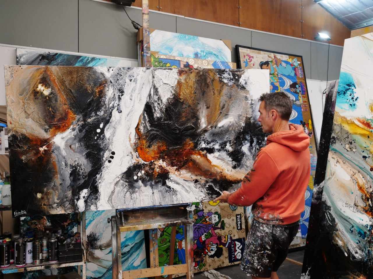 Techno Rush 190cm x 100cm Black Rust Textured Abstract Painting (SOLD)-Abstract-[Franko_Artist]-[The_Block]-[Dream_Homes]-[ideas]-[Grand_Designs]-[Art_Lover]-Franklin Art Studio